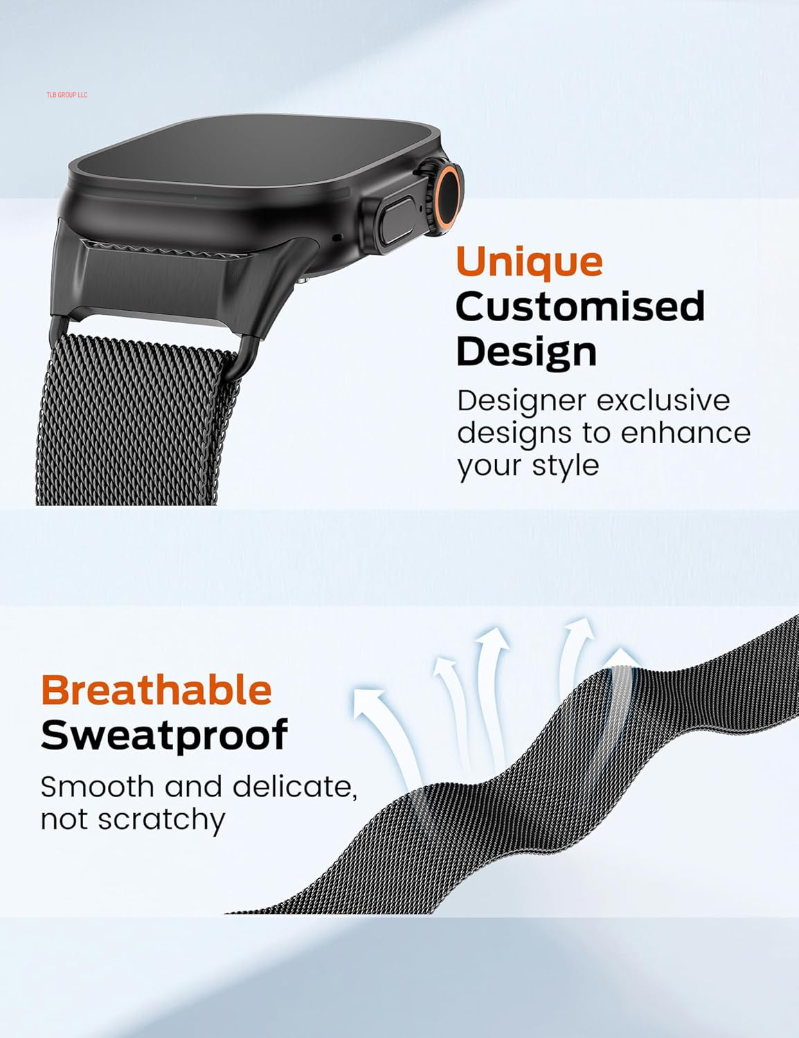 Milanese Mesh Loop Compatible with Apple Watch Band Ultra 2/1 49Mm Series 10 46Mm, Mechanical Design Metal Connector for Iwatch Series 9/8/7 45Mm, Se2/Se/Series 6/5/4 44Mm, Series 3/2/1 42Mm