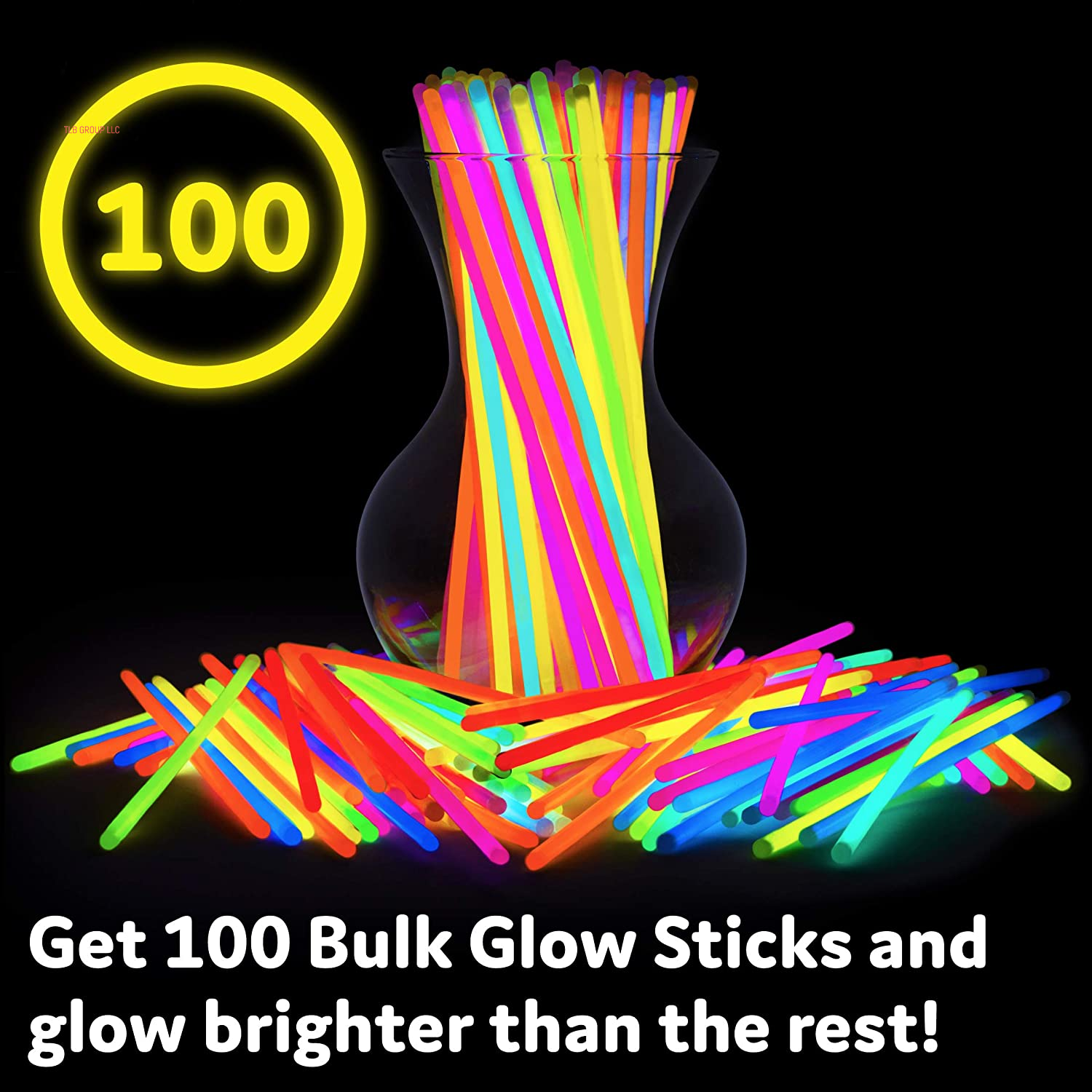 Glow Sticks Party Supplies 100Pk - 8 Inch Glow in the Dark Light up Sticks Party Favors, Glow Decorations, Neon Party Glow Necklaces and Glow Bracelets with Connectors