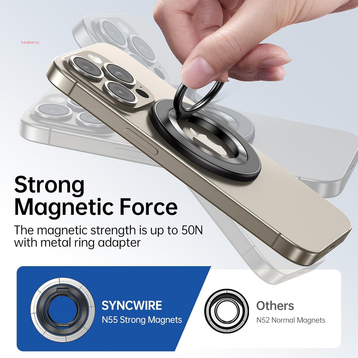 Upgraded Magnetic Phone Ring Holder for Magsafe, Magnetic Cell Phone Grip Stand Finger Ring Kickstand Two-Sided Magnetic Compatible with Iphone 16 Pro Max 15 14 13 12 Magsafe Accessories