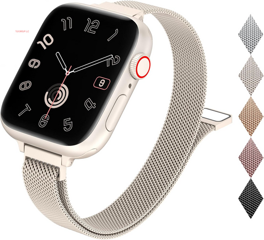 Slim Milanese Loop Compatible with Apple Watch Band for Women 40Mm 41Mm 38Mm 42Mm 44Mm 45Mm 46Mm, Stainless Steel Magnetic Mesh Strap Work on Iwatch Series10 9 8 7 6 5 4 3 2 1 SE