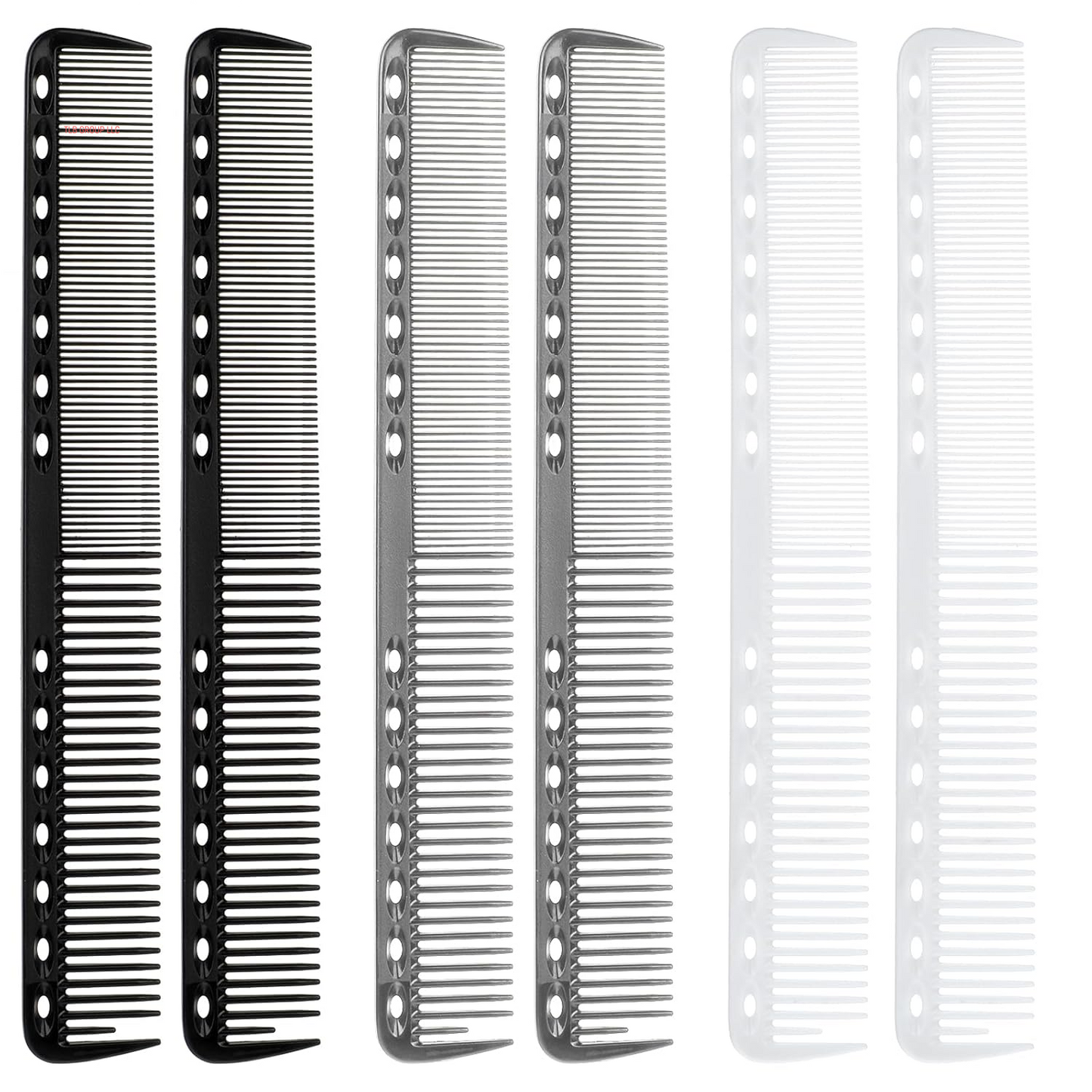 6Pcs Cutting Combs for Hair Stylist Professional Carbon Fine Cutting Comb Heat Resistant Carbon Fiber Salon Hairdressing Comb for Men(Blue, Green, White, Pink, Rose Red, Purple)