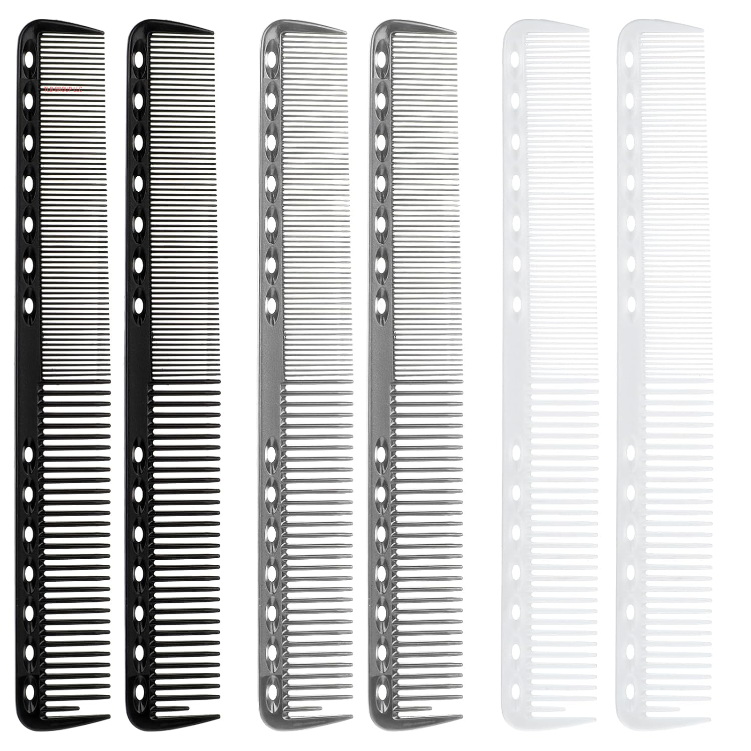 6Pcs Cutting Combs for Hair Stylist Professional Carbon Fine Cutting Comb Heat Resistant Carbon Fiber Salon Hairdressing Comb for Men(Blue, Green, White, Pink, Rose Red, Purple)