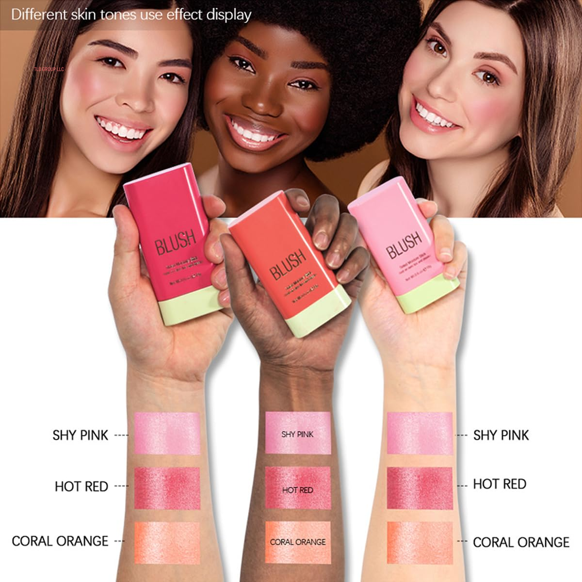 Multi-Use Makeup Blush Stick, Tinted Solid Moisturizer On-The-Go Blush, Multi-Use Cream Blush Stick for Cheek & Eyes & Lips, Waterproof Natural Nude Makeup for All Skin (1# Shy Pink)