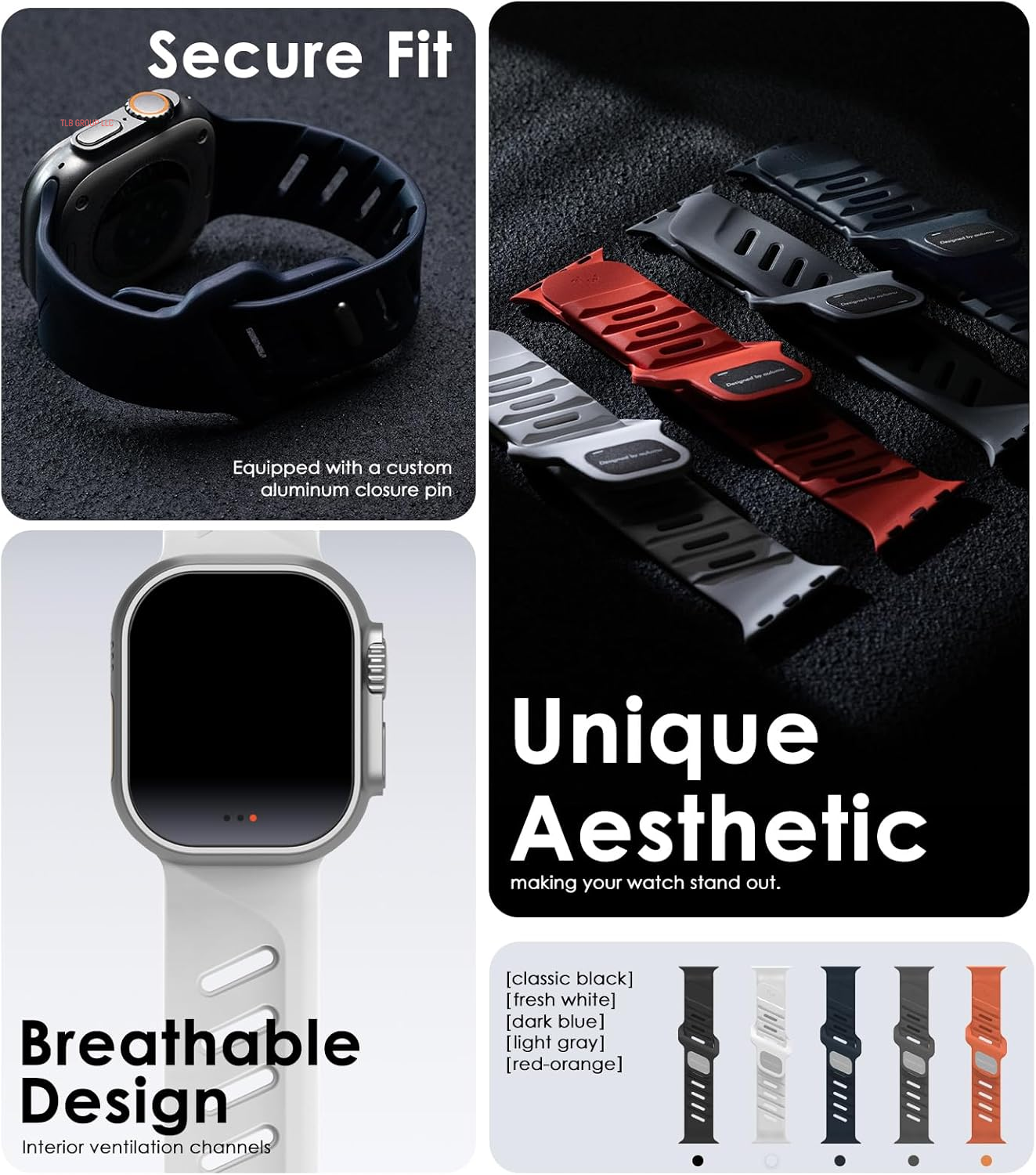 A02 Sports Watch Band | Fluoroelastomer | for Apple Watch 42/44/45/46/49 Mm | Fashions Waterproof Watch Strap