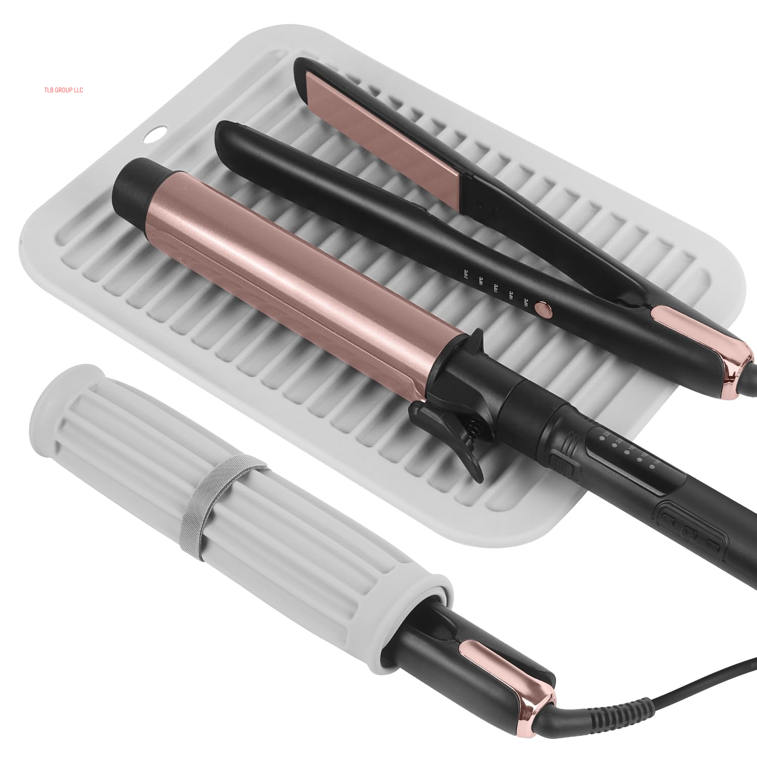 Large Silicone Heat Resistant Mat, Professional Hot Hair Tools Mat for Curling Iron, Flat Iron, Hair Straightener, Portable Hot Pad Cover with Velcro for Travel Home Salon(11.8" X 9.0")