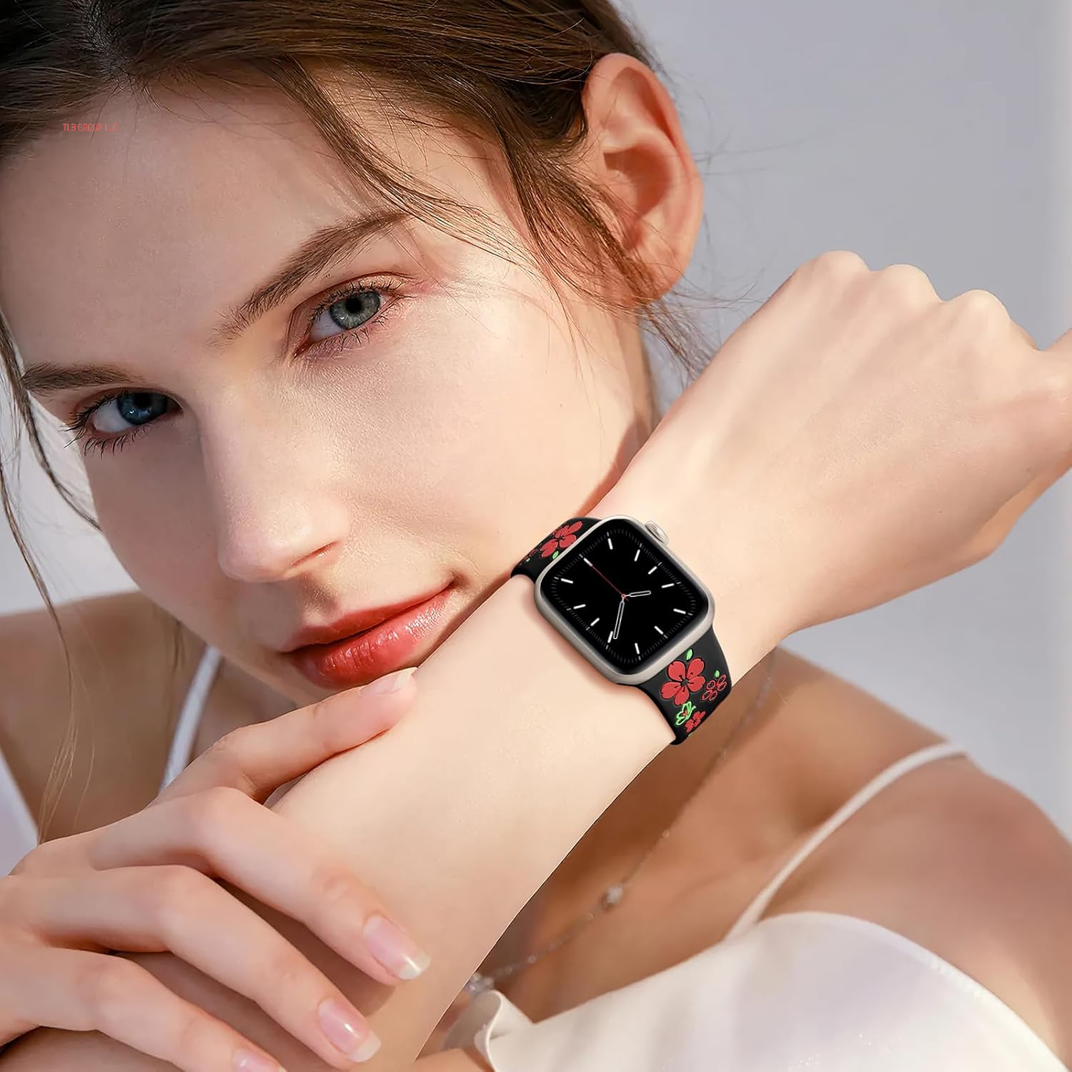 Floral Engraved Band Compatible for Apple Watch Bands for Women 40Mm 41Mm 38Mm 42Mm 44Mm 45Mm 46Mm 49Mm, Cute Flower Silicone Inlay Dressy Strap for Iwatch Series 10 9 8 7 6 5 4 3 2 SE Ultra