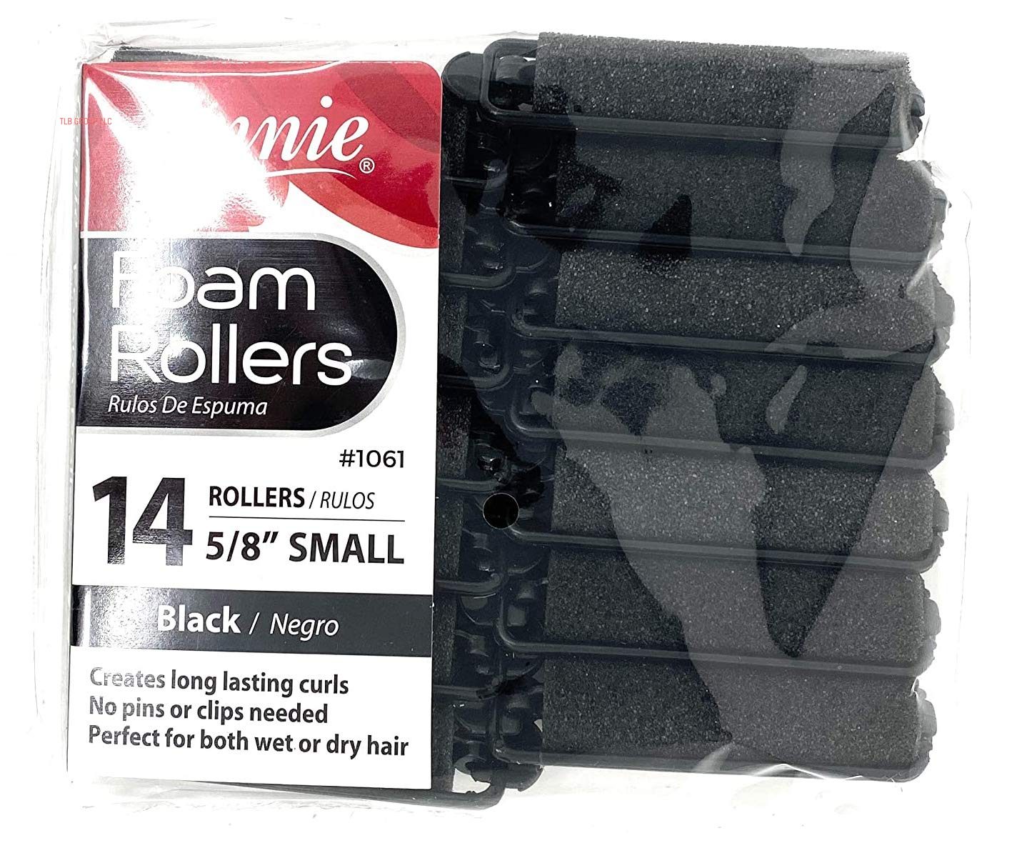 - Salon Style Small Foam Hair Rollers - (5/8") Black - (14) Piece Set - Soft Heat-Less Hair Curling Tools