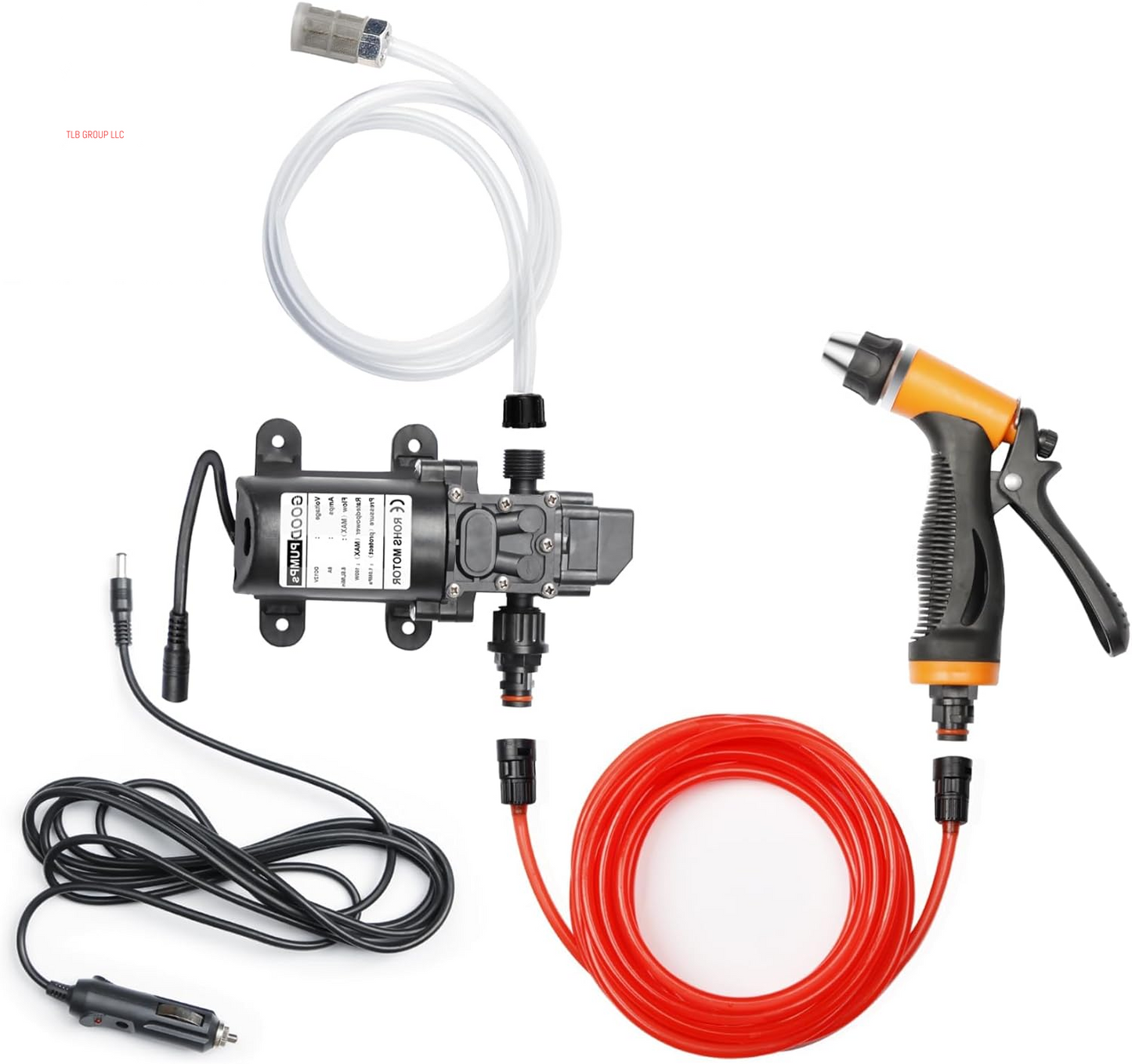 Portable Intelligent Electric Pressure Washer Pump 100W 160 PSI 12V Portable Pressure Powerful Washing Kit with 21.3 Feet PVC Hose for Home, Car, Garden, Projects (100 W-Black Hose)