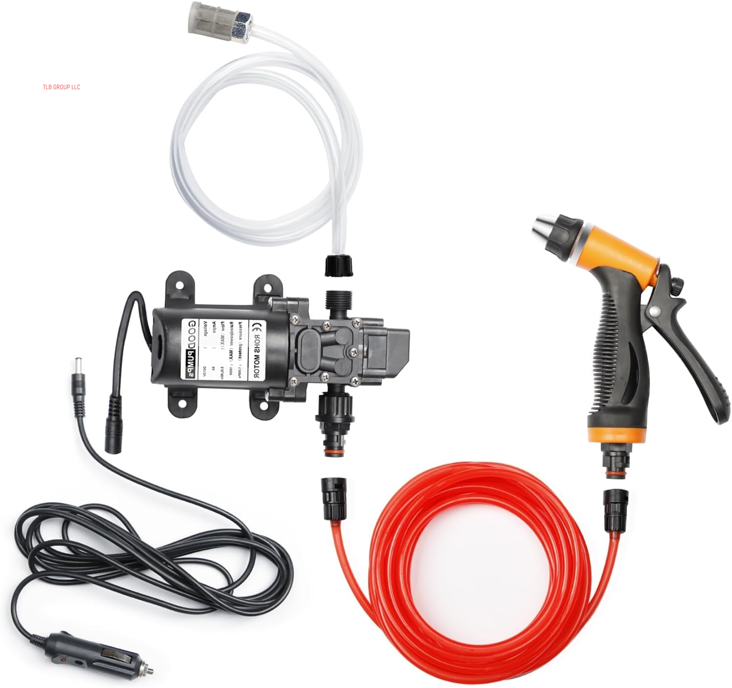 Portable Intelligent Electric Pressure Washer Pump 100W 160 PSI 12V Portable Pressure Powerful Washing Kit with 21.3 Feet PVC Hose for Home, Car, Garden, Projects (100 W-Black Hose)