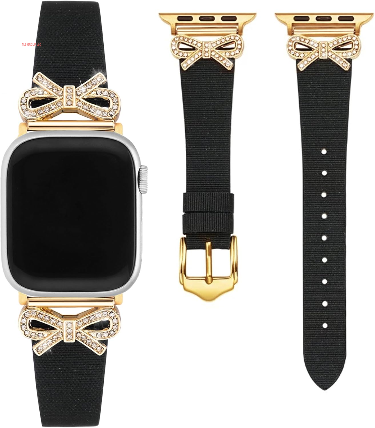 Premium Genuine Leather Watch Band Set- Black & Pink -44Mm/45Mm/46Mm/49Mm/42Mm(Series 3 2 1)