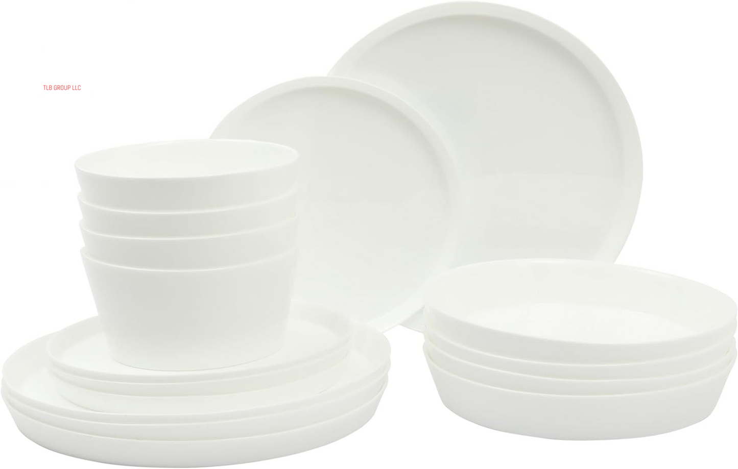 Oslo Porcelain Chip and Scratch Resistant Dinnerware Set, Service for 4 (16Pcs), Plates and Bowls Dishes Sets, White