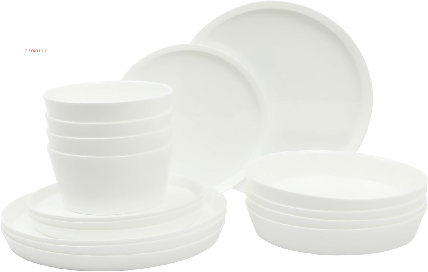 Oslo Porcelain Chip and Scratch Resistant Dinnerware Set, Service for 4 (16Pcs), Plates and Bowls Dishes Sets, White