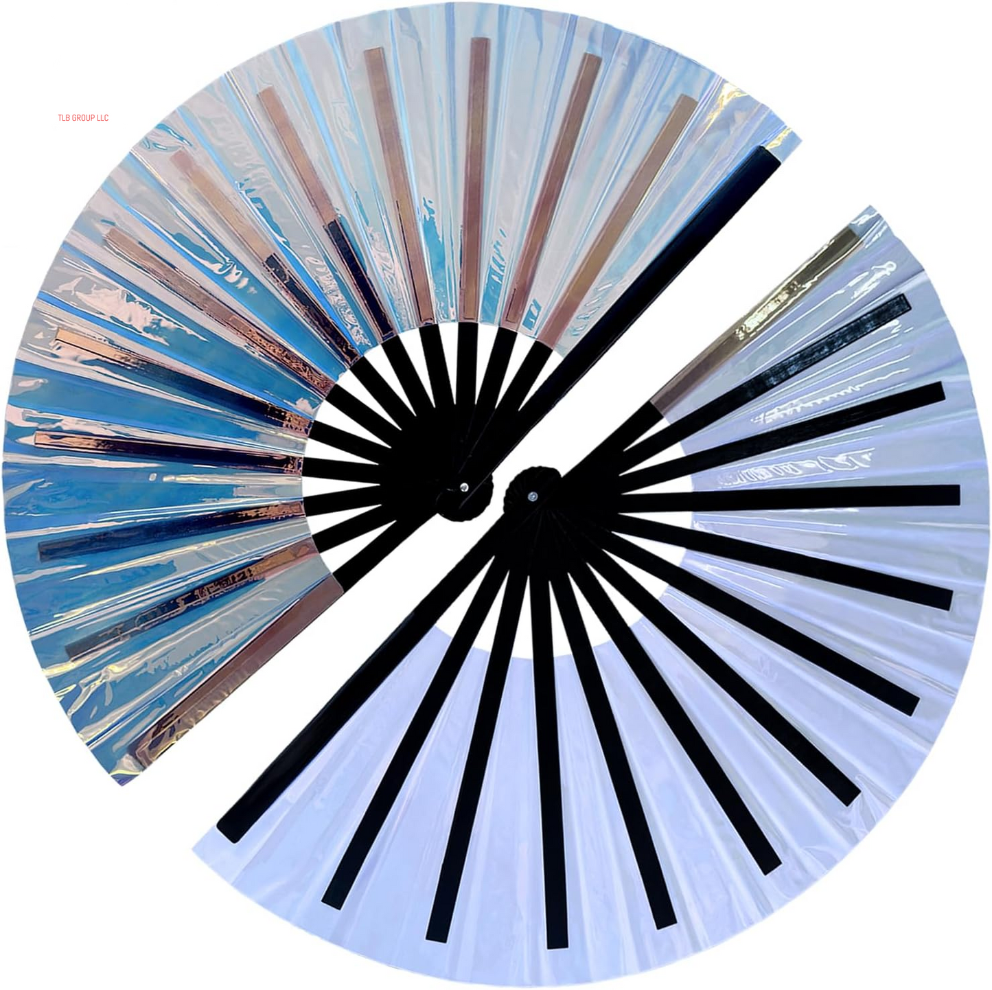1Pcs Boots on the Ground Fan, 2025 New Line Dance Popping Fan,Holographic Purple Laser Colors Hand Fan,Clap Fans for Line Dancing,Clack Handheld Large Folding Hand Rave Fan