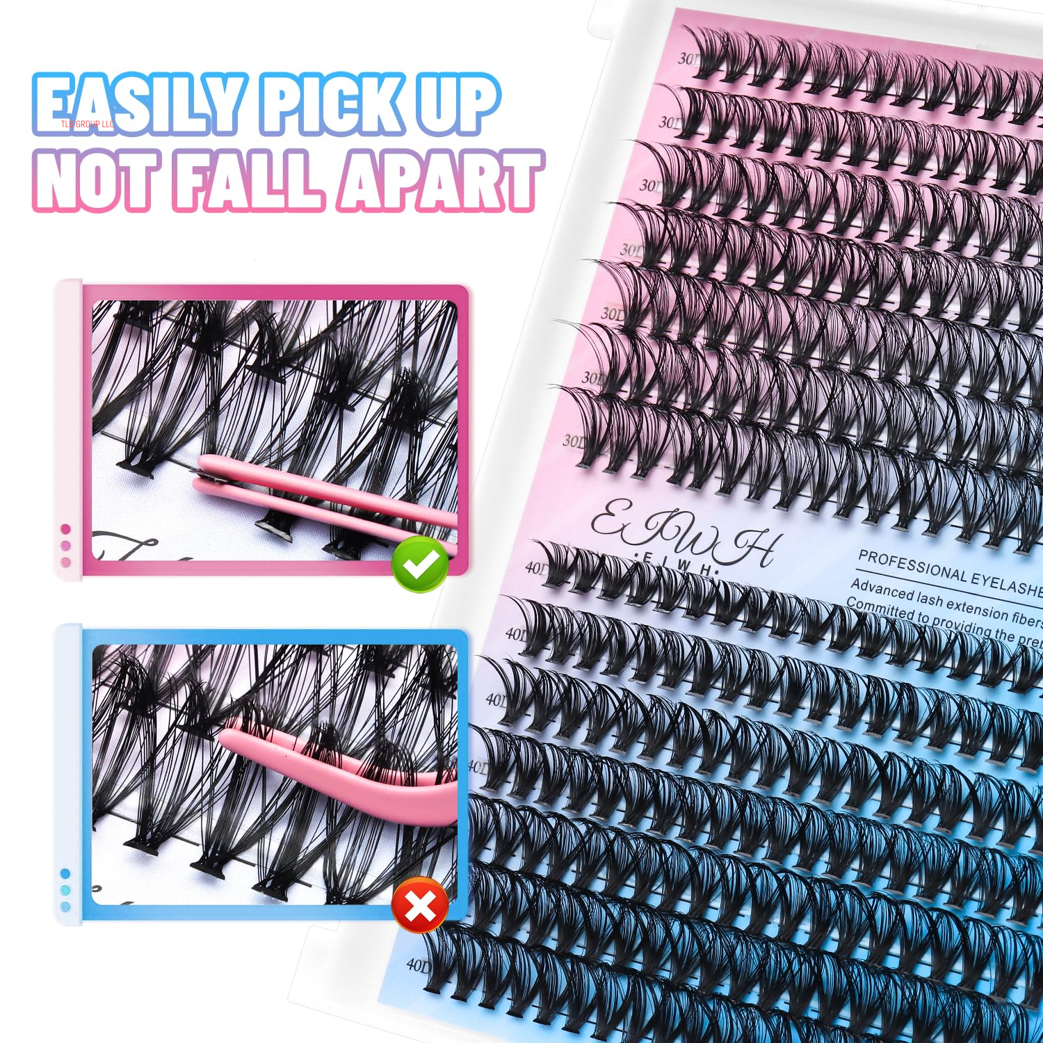 DIY Lash Extension Kit Volume Lash Clusters 30D+40D D Curl Individual 280 Pcs Lashes Lash Clusters Kit Thick Eyelash Extension Kit Lash Bond Seal Lash Tweezers 10 Pcs Eyelash Brush (30D&40D KIT)