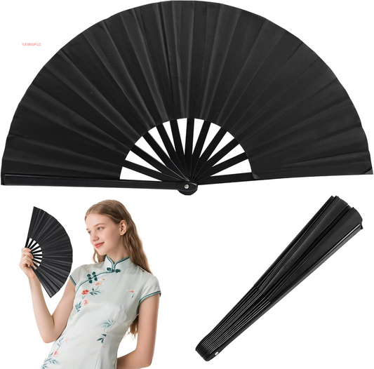 Boots on the Ground Fans Line Dance Popping Fan,Large Fold Fans,Decorative Folding Fans,Clap Fans for Line Dancing, Clack Handheld Large Folding Hand Rave Fan ﻿ (10In Black)