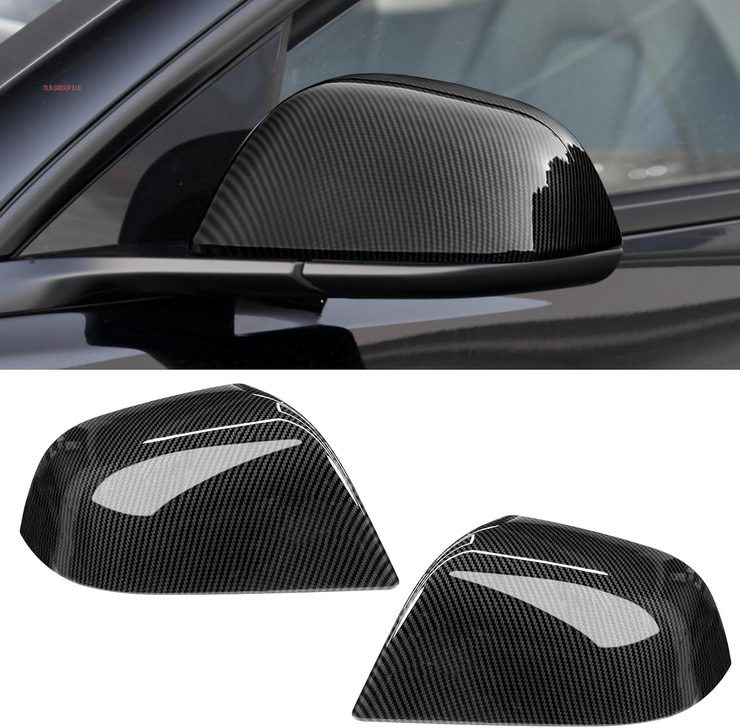 Compatible with Tesla Model 3 Mirror Caps 2017 2018 2019 2020 2021 2022 2023 2024,Left+Right Rear View Side Mirror Cover Cap Replacement for Tesla Model 3 Accessories
