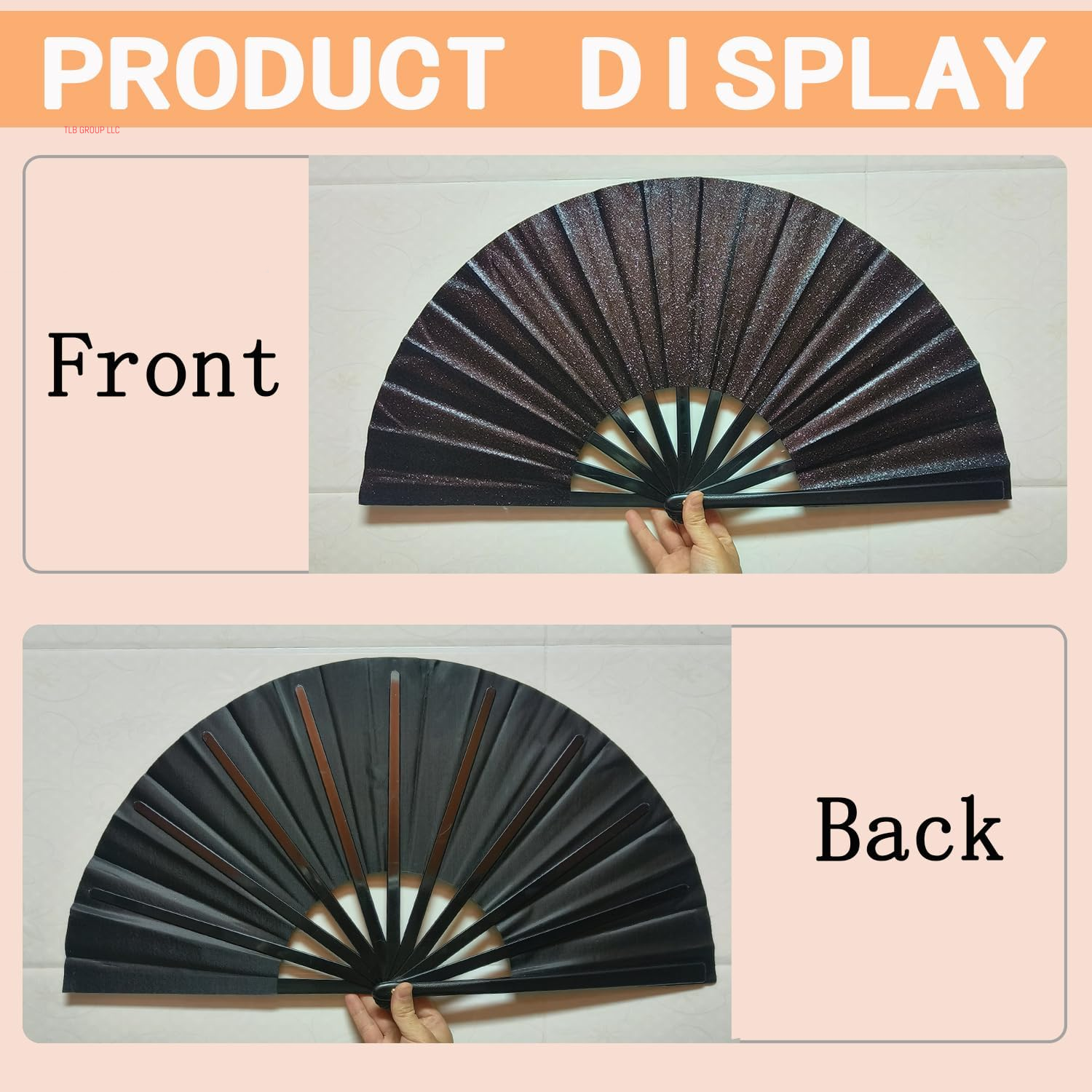 Boots on the Ground Fan, Glitter Large Folding Hand Fan, Line Dance Popping Fan for Home Decoration, EDM, Performance, Dance, Wedding, Music Festival, Club, Party & Present