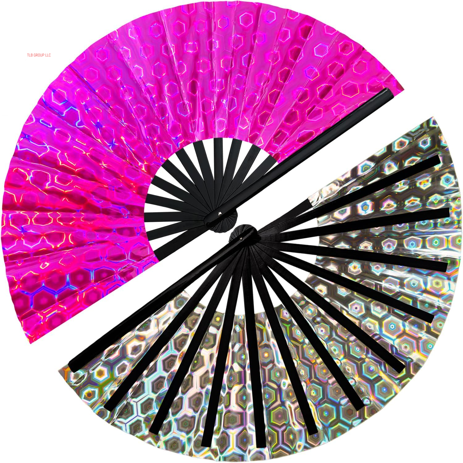 1Pcs Boots on the Ground Fan, 2025 New Line Dance Popping Fan,Holographic Purple Laser Colors Hand Fan,Clap Fans for Line Dancing,Clack Handheld Large Folding Hand Rave Fan