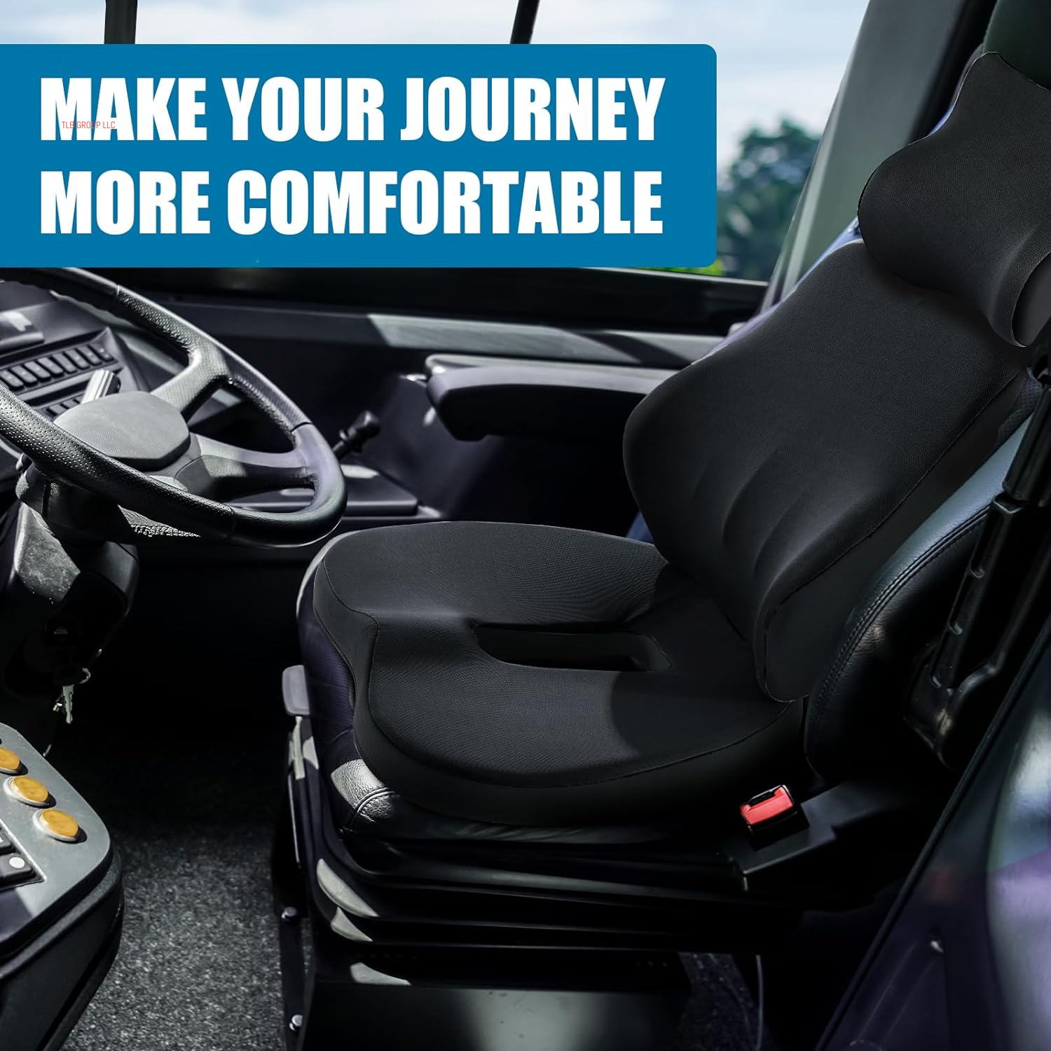 Set Truck Seat Cushion, Memory Foam Truck Seat Cushions for Truck Drivers, Semi Truck Truck Driver Seat Pad & Back and Neck Support Set, Semi Truck Driver Accessories (Black) TRUCK DRIVER