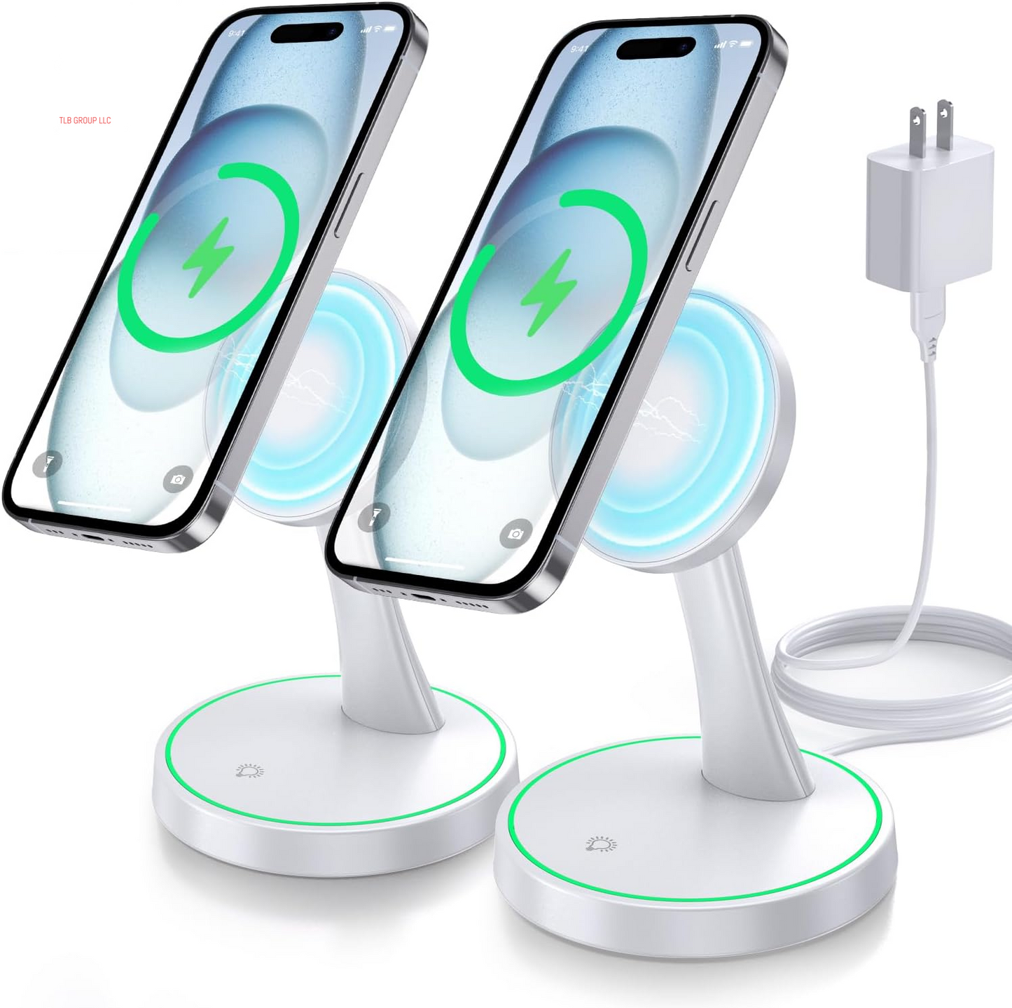 Magnetic Wireless Charger Stand 15W Fast Mag-Safe Charger for Iphone 16/16 Pro/16 Plus/16 Pro Max/15/14/13/12 Series Magnet Wireless Charging Station/Pad with Sleep-Friendly Light for Airpods