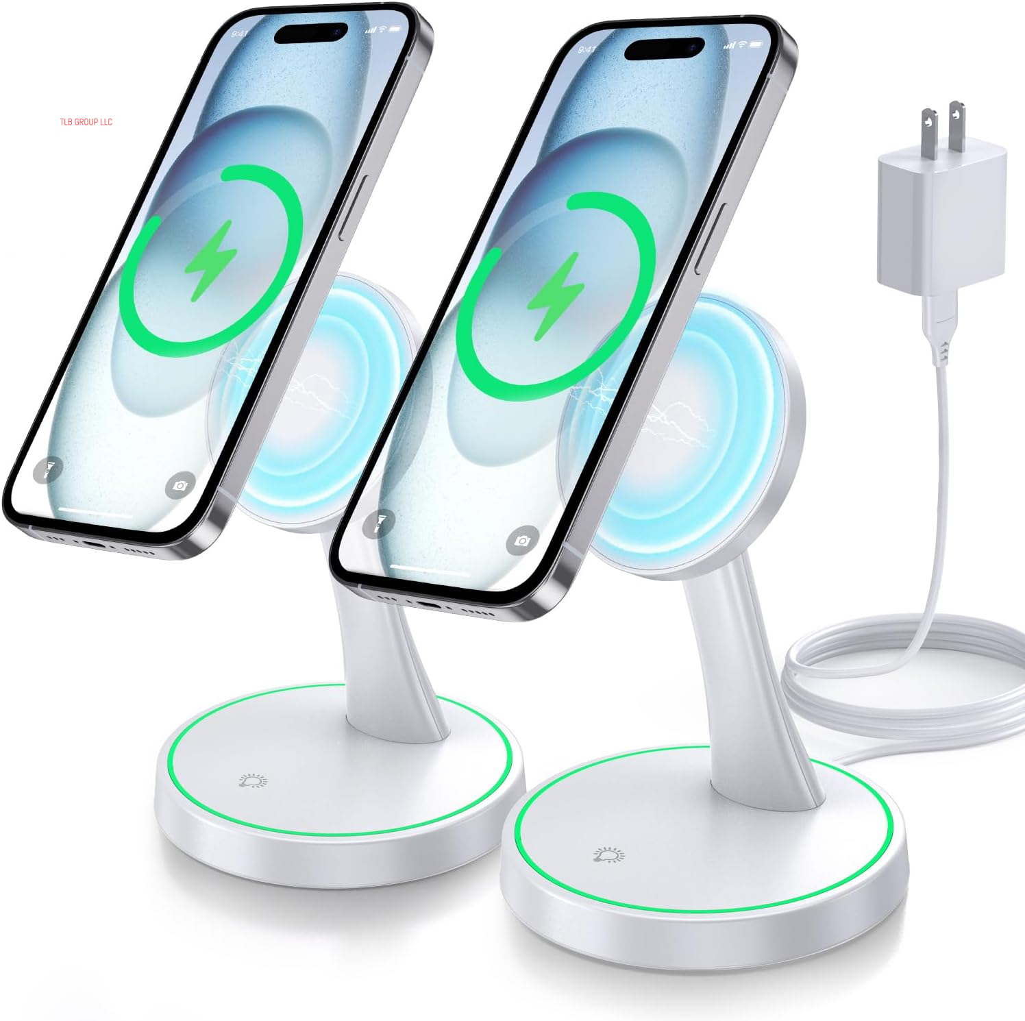 Magnetic Wireless Charger Stand 15W Fast Mag-Safe Charger for Iphone 16/16 Pro/16 Plus/16 Pro Max/15/14/13/12 Series Magnet Wireless Charging Station/Pad with Sleep-Friendly Light for Airpods