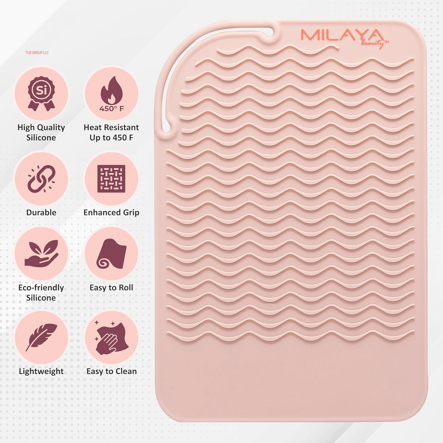 Silicone Heat Resistant Mat - Heat Resistant Mat - Iron Mat - Curling Iron Holder - Makeup Mat - Hot Tools Mat - Hot Tools Flat Iron Holder - Vanity Accessories