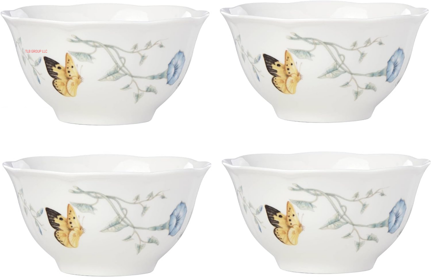 817046 Butterfly Meadow 6-Piece Tidbit Plate Set, White, 3.05 LB