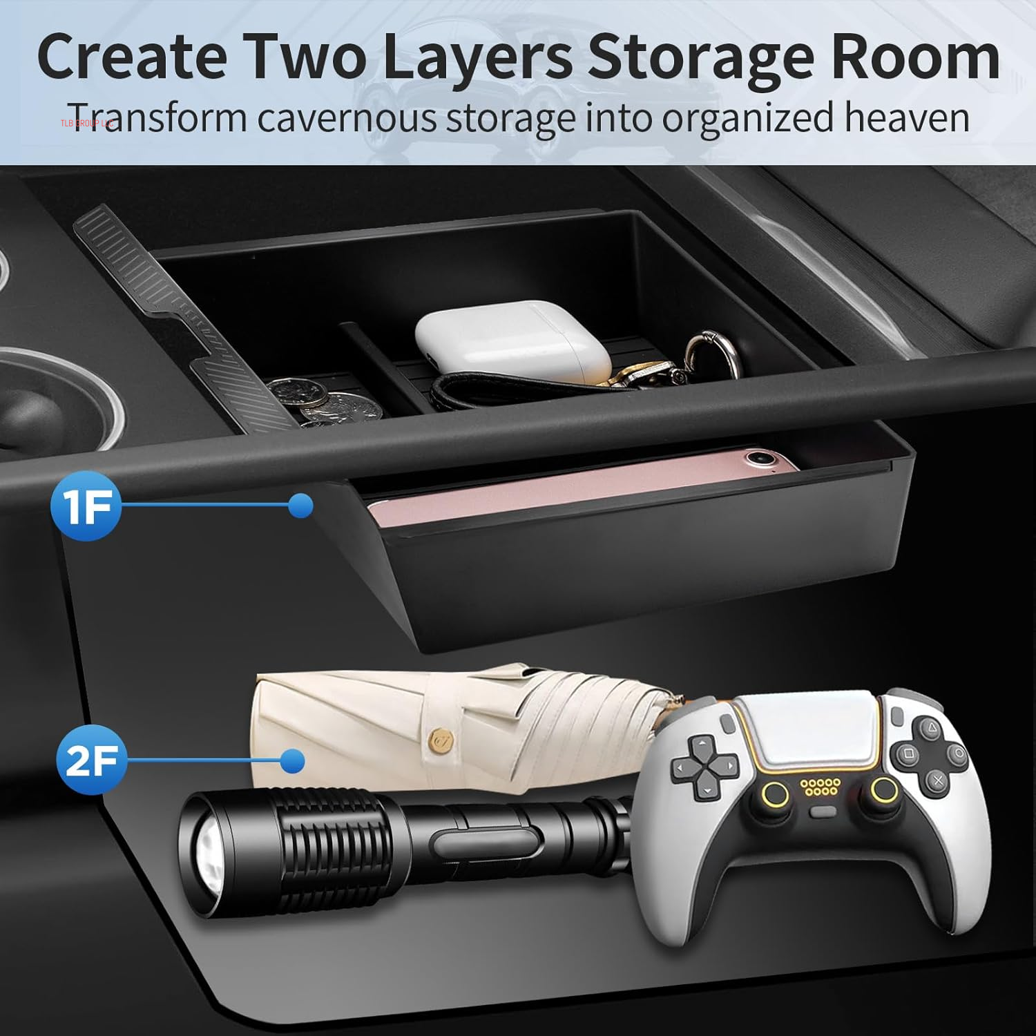 2025 Upgrade Center Console Organizer Tray for Tesla Model 3 Highland Accessories 2024 2025/For Tesla Model Y Juniper Accessories 2025 [Slide Smoothly/Us Patent] Cup Holder Matte Black