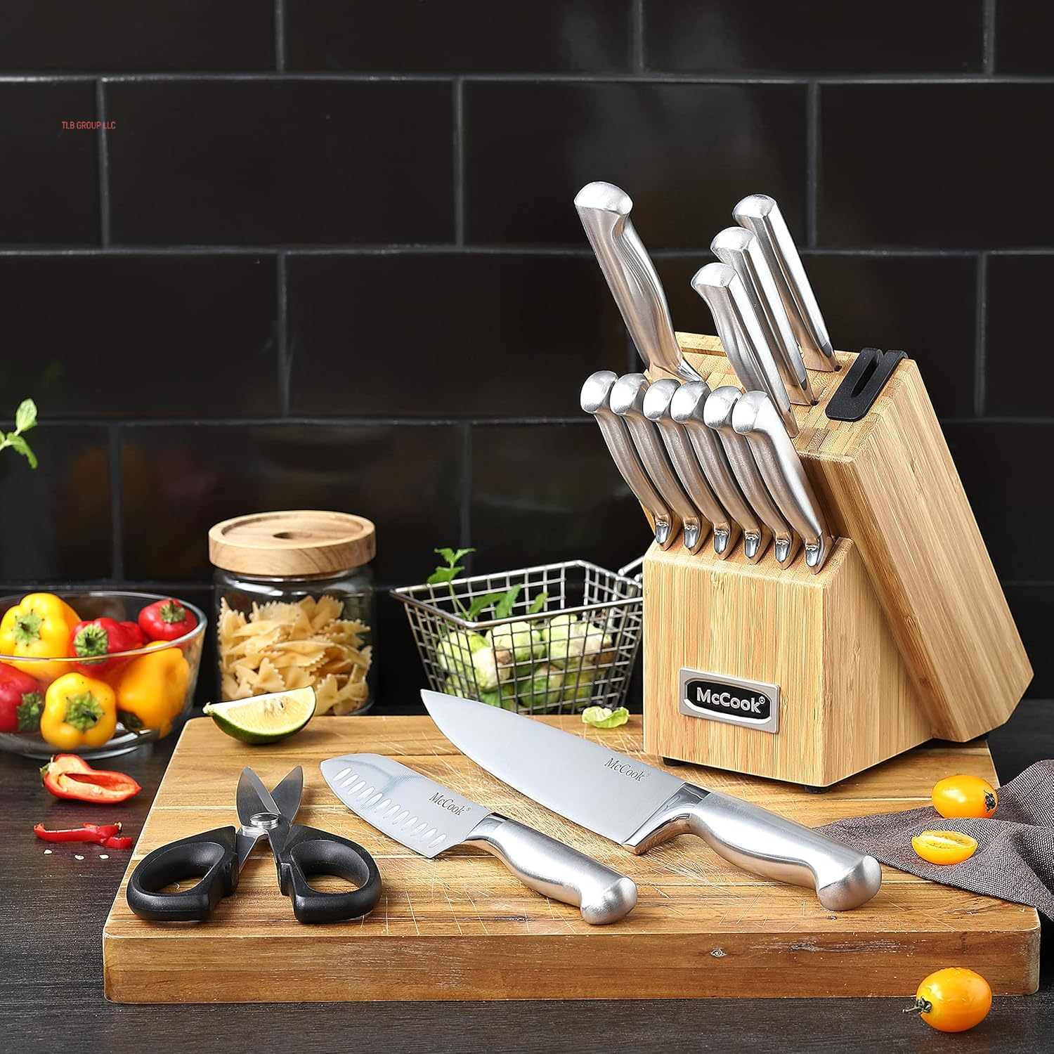 ® Knife Sets,German Stainless Steel Knife Block Sets with Built-In Sharpener
