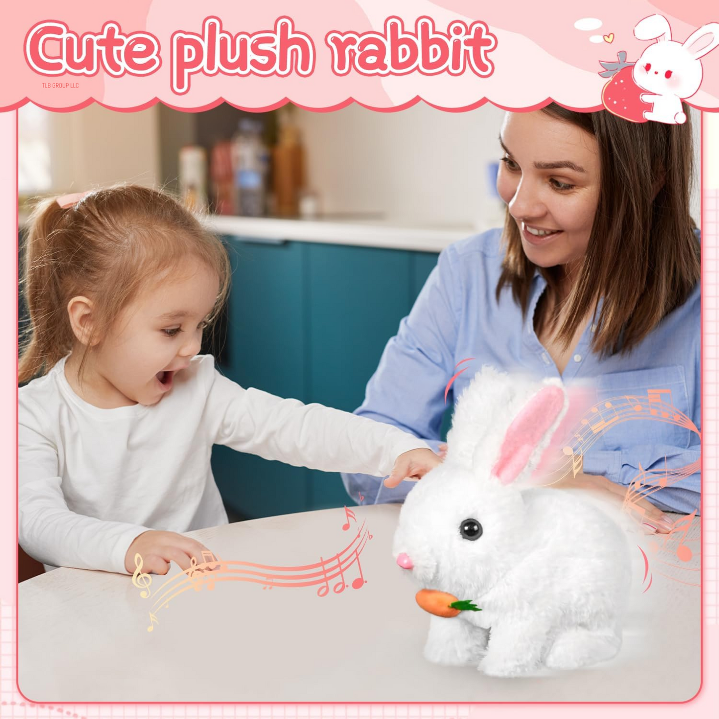 Bunby-My Realistic Bunny Toy, Easter Plush Interactive Realistic Bunny Robot, My Realistic Bunny Toy, Interactive Bunny Toy,Talking,Walking Twitching, and Shaking Ears Realistic Rabbit Toy (Pink)