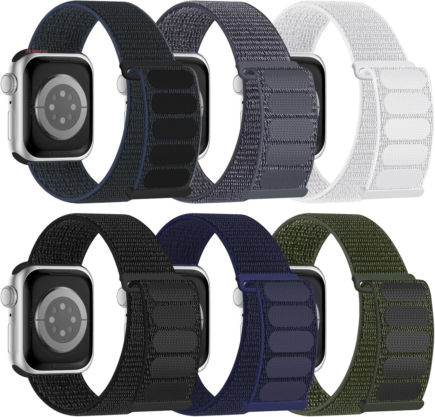 6 Pack Sport Nylon Loop Band Compatible with Apple Watch Bands 38Mm 40Mm 41Mm 42Mm 44Mm 45Mm 46Mm 49Mm for Women Men, Adjustable Breathable Braided Straps for Iwatch Series 10/9/8/7/6/5/4/3/Se/Ultra