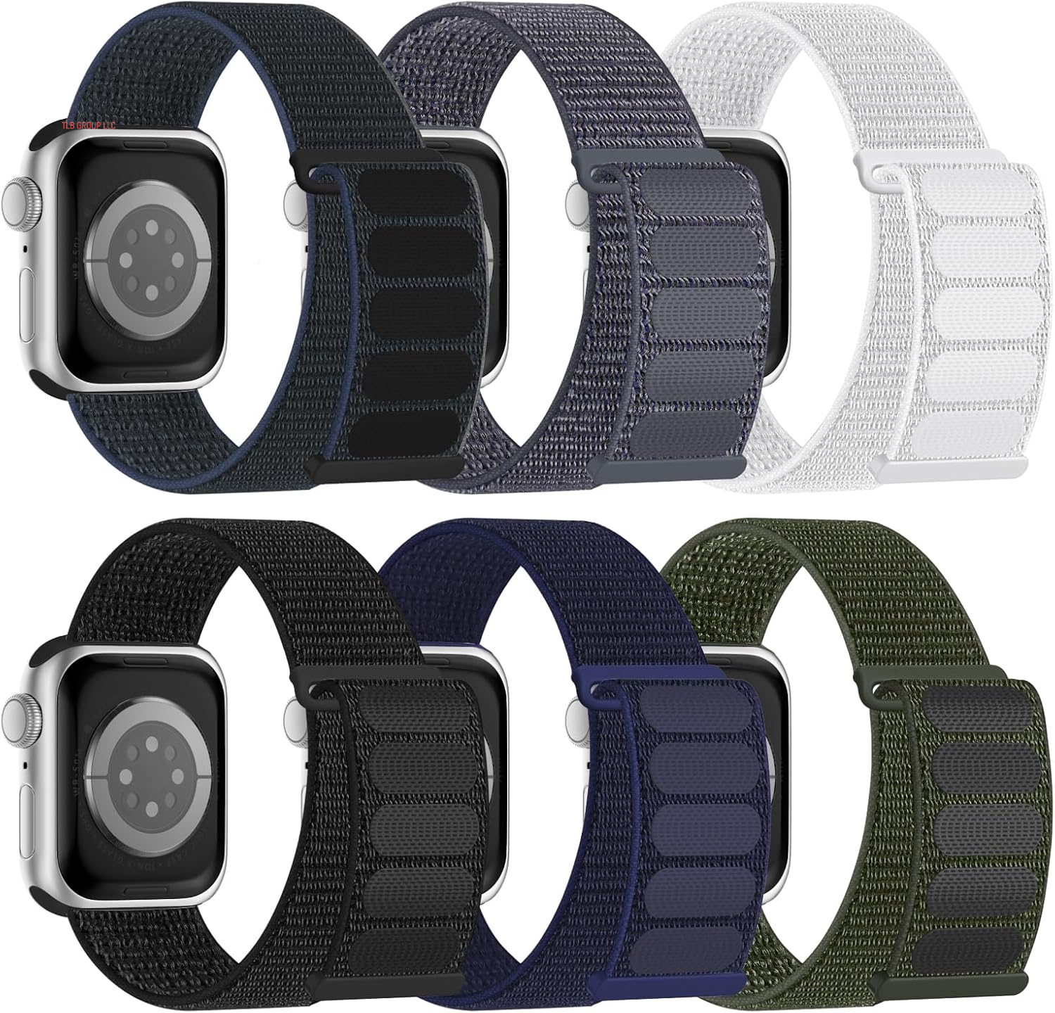 6 Pack Sport Nylon Loop Band Compatible with Apple Watch Bands 38Mm 40Mm 41Mm 42Mm 44Mm 45Mm 46Mm 49Mm for Women Men, Adjustable Breathable Braided Straps for Iwatch Series 10/9/8/7/6/5/4/3/Se/Ultra