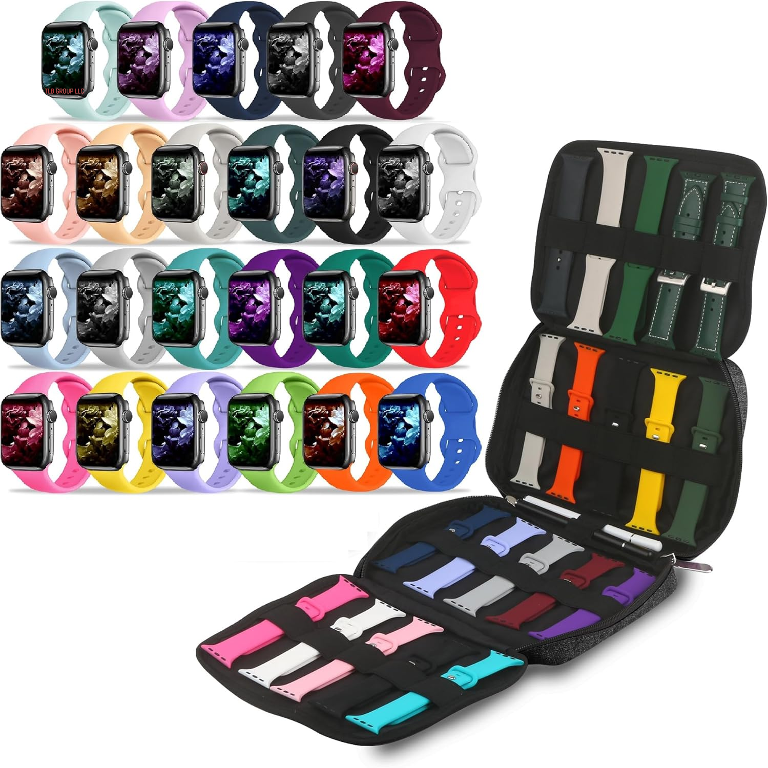 23 Pack Bands Compatible with Apple Watch Band 42Mm(Series 10) 41Mm 40Mm 38Mm and 20-Slot Watch Band Storage Organizer