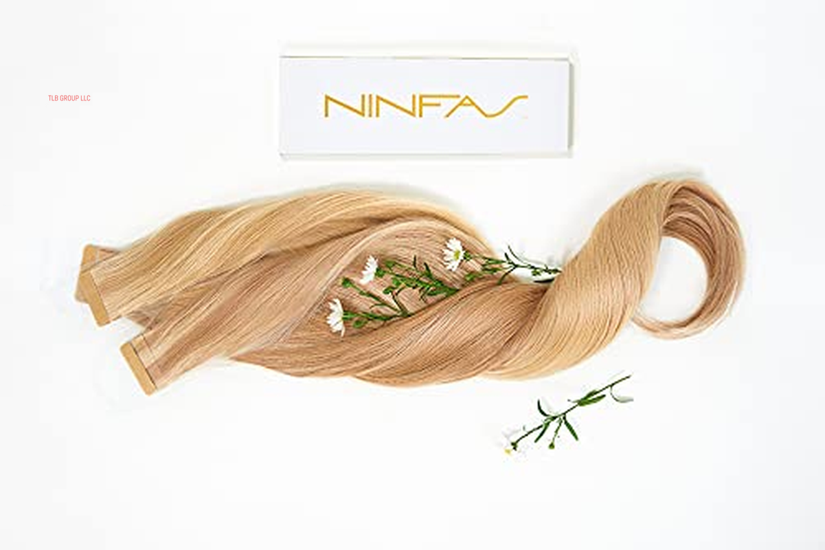 NINFAS Hair Extension, 100% Virgin Cuticle Remy Human Hair Tape-In Hair Extensions - Gold Line, #1 BLACK, 14 Inch, 20 Pieces per Unit