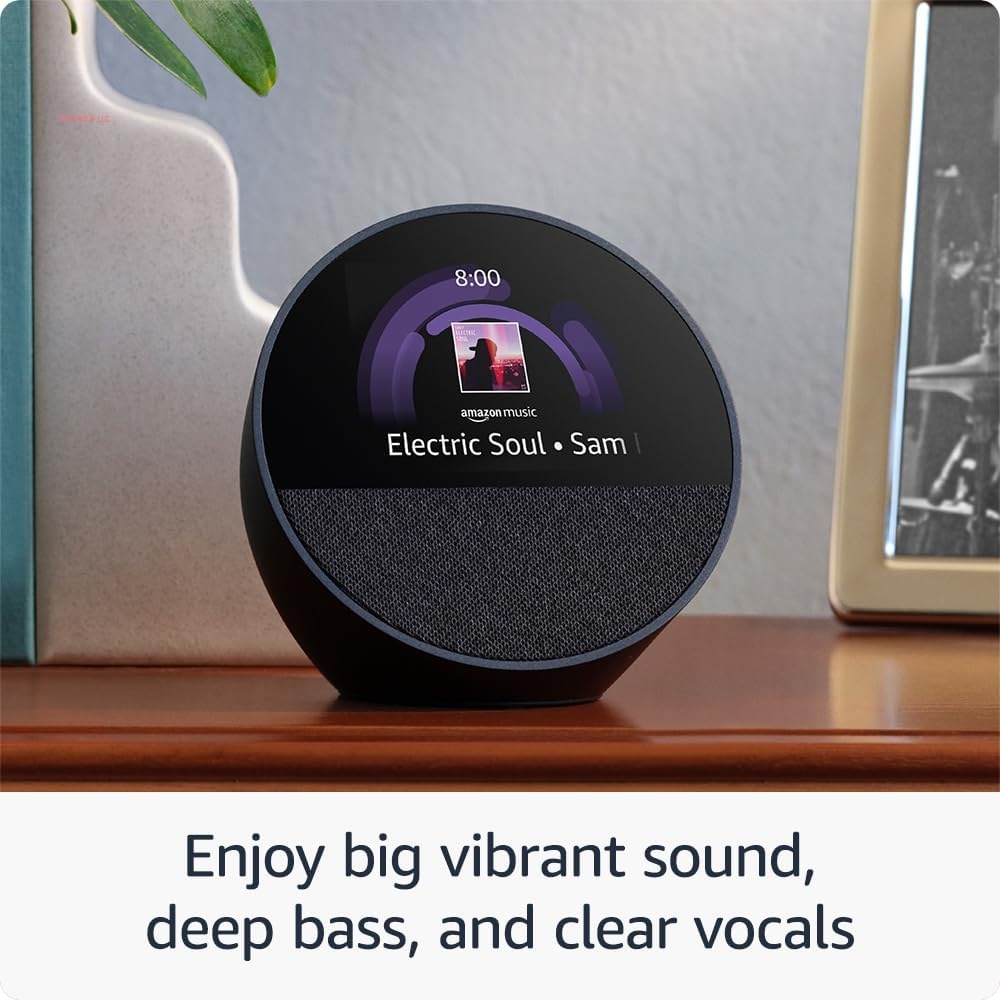 Echo Spot (Newest Model), Great for Nightstands, Offices and Kitchens, Smart Alarm Clock with Alexa, Black