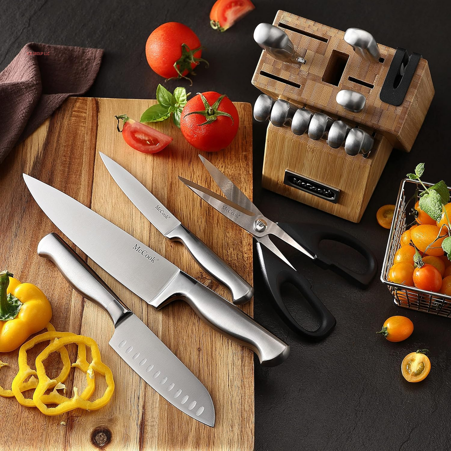 ® Knife Sets,German Stainless Steel Knife Block Sets with Built-In Sharpener