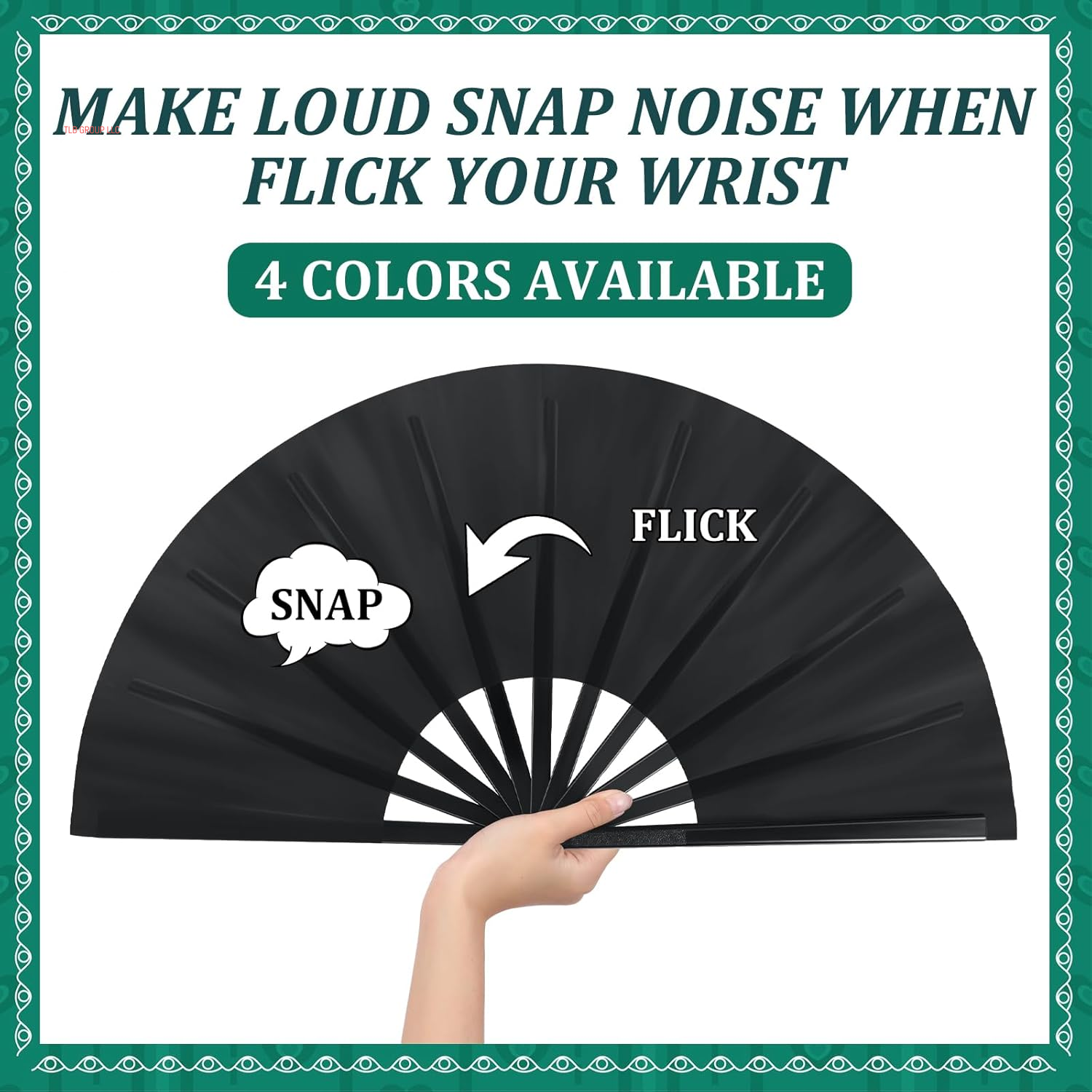 Large Folding Fans for Line Dancing Big Chinese Foldable Silk Clack Popping Fans for Line Dancing Make Sounds Boots on the Ground for Women Men Chinese Kung Fu Dance Party(Black)