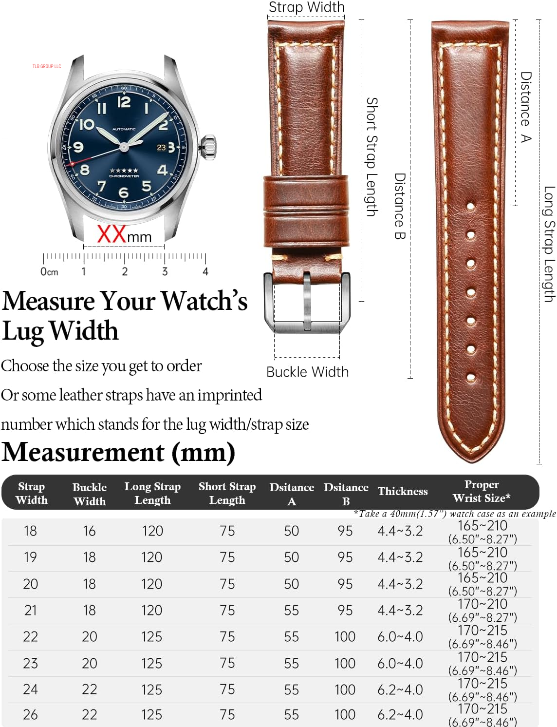 Watch Band, Vintage Oil Wax Leather Watch Straps 18Mm 19Mm 20Mm 21Mm 22Mm 23Mm 24Mm 26Mm Watch Belt for Men Women