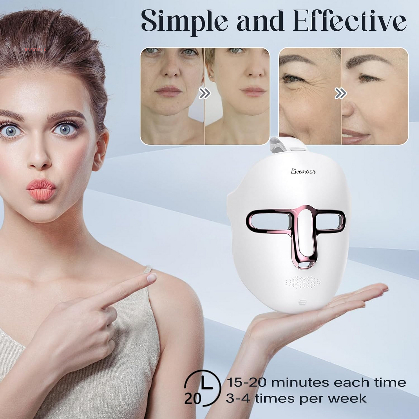 Led Face Mask Light Therapy, 7-1 Colors LED Facial Skin Care Mask, Red Light Therapy Mask for Face, White