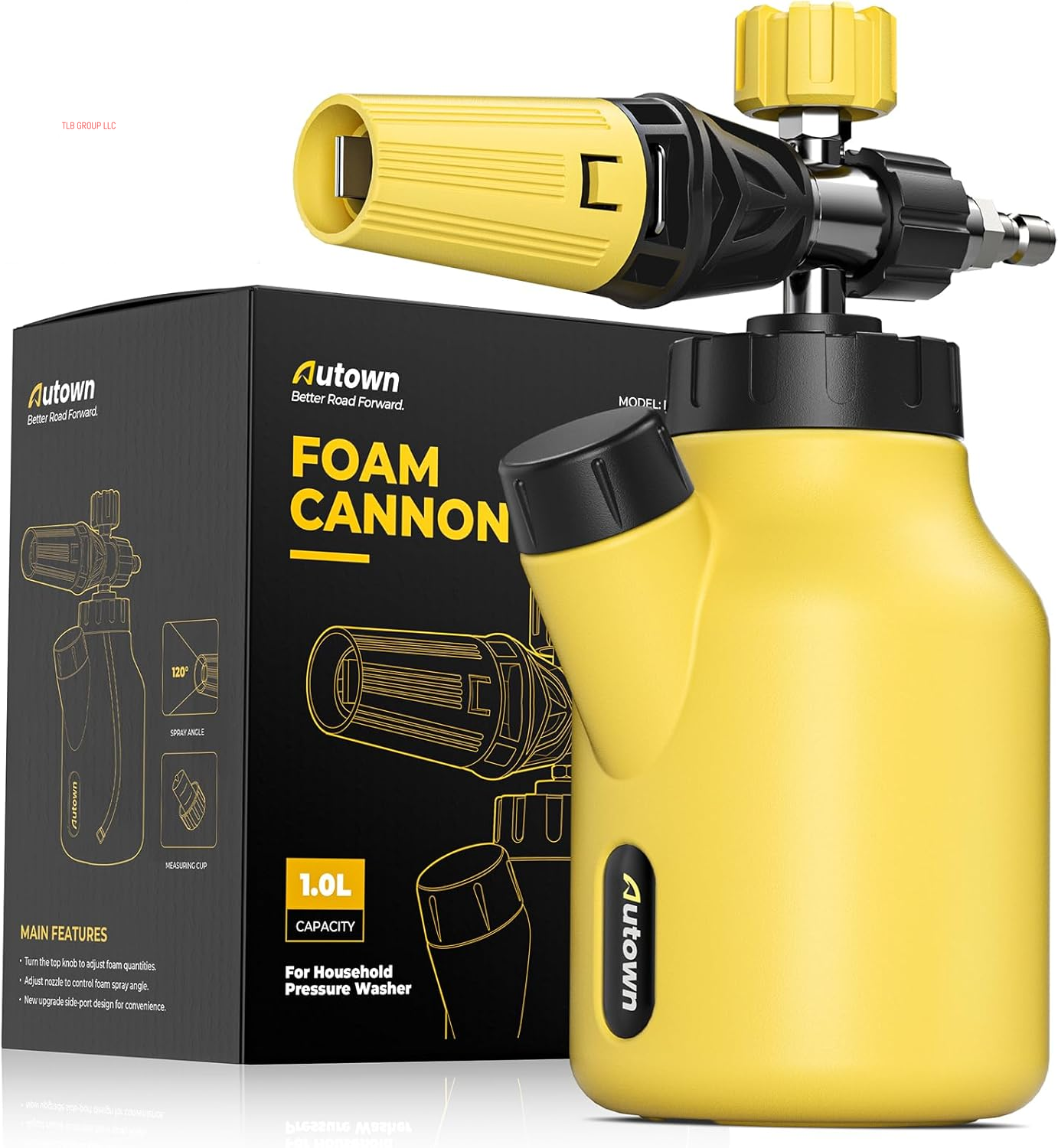 Foam Cannon for Pressure Washer, Car Wash Foam Sprayer with 1/4” Quick Connector, Heavy Duty Car Wash Foam Gun, Adjustable Nozzle, Wide Neck, 1 L Bottle