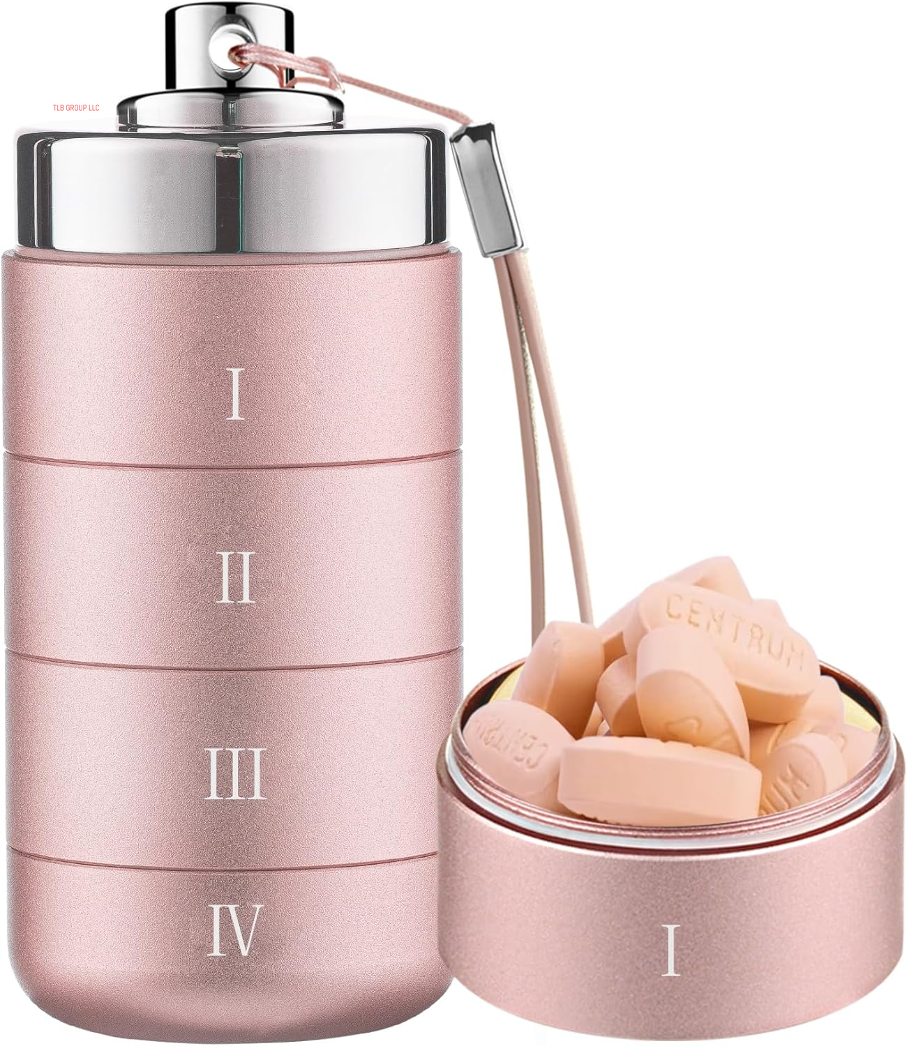 Metal Travel Pill Organizer, Portable 7 Day Vitamin Organizer Stackable, Waterproof 1 Times a Day Pill Box, Large Pill Container, Daily Medicine Organizer for Vitamin, Fish Oil, Supplement