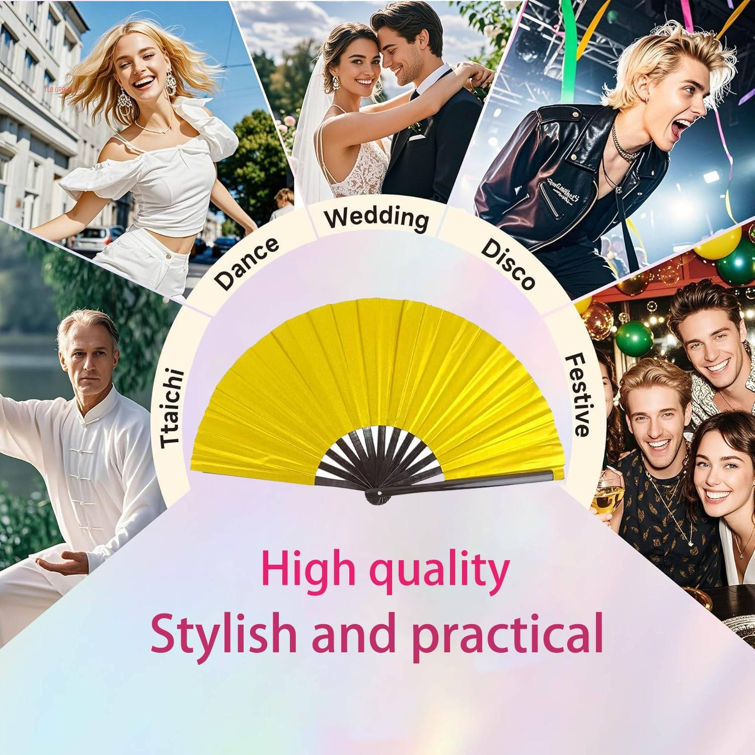 Boots on the Ground Fan, New Large Folding Hand Fan Line Dance Popping Fan,Handheld Clacking Fans for Line Dancing,Suitable for All Kinds of Dance Performances,Parties (Color#D,13.3In)