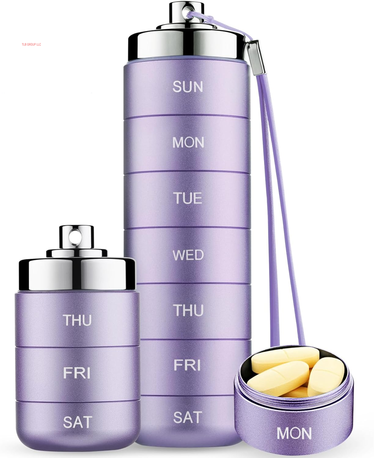 Metal Travel Pill Organizer, Portable 7 Day Vitamin Organizer Stackable, Waterproof 1 Times a Day Pill Box, Large Pill Container, Daily Medicine Organizer for Vitamin, Fish Oil, Supplement