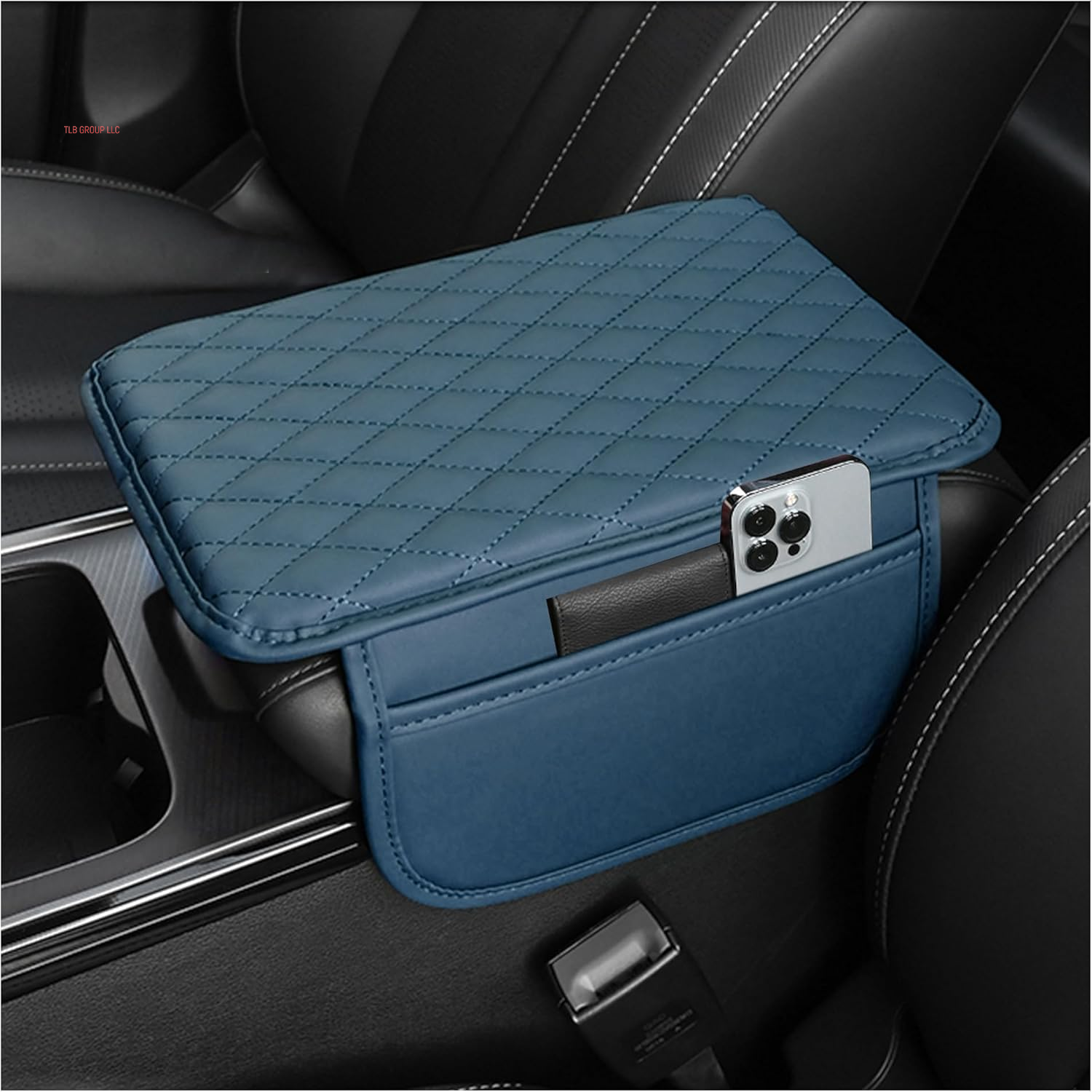 Upgraded Car Center Console Cover,Microfiber Leather Car Armrest Cover Cushion with 2 Storage Bags,Universal Car Armrest Storage Box Car Interior Accessories for Most Vehicles (Black)