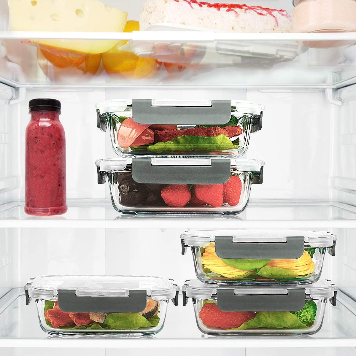 10-Pack,22 Oz Glass Meal Prep Containers,Glass Food Storage Containers with Lids,Glass Lunch Containers,Microwave, Oven, Freezer and Dishwasher (Gray)