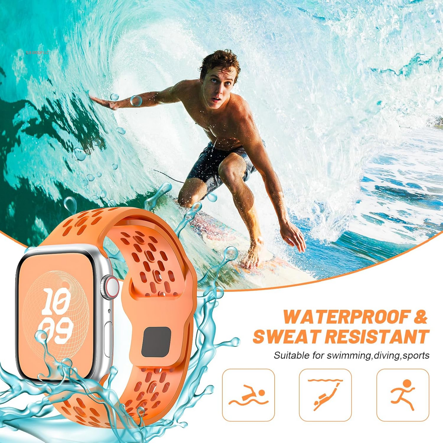 Sport Band for Apple Watch Band 44Mm 45Mm 46Mm Ultra 49Mm 40Mm 41Mm 38Mm 42Mm for Men Women,Silicone Breathable Replacement Strap for Apple Watch Ultra 2,Nike+,Series 10 9 8 7 6 5 4 3 Se,Iwatch Bands