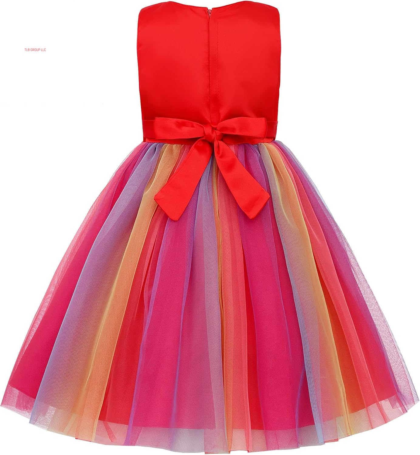Little Girl'S Sequin Sleeveless Mesh Rainbow Dress for Wedding Party