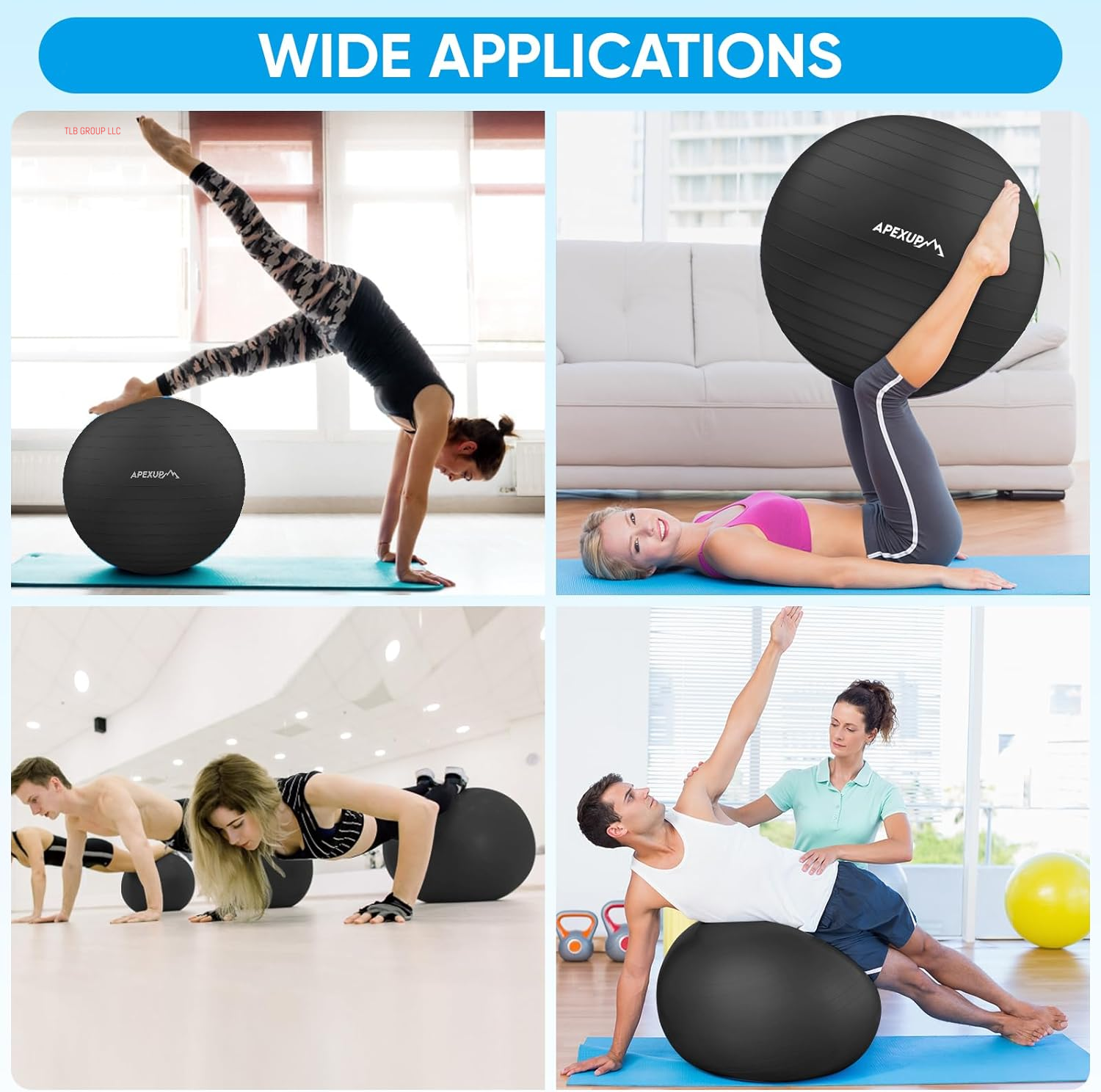 Yoga & Pilates Ball - anti Slip Heavy Duty Gym Ball for Fitness, Balance & Core Workout
