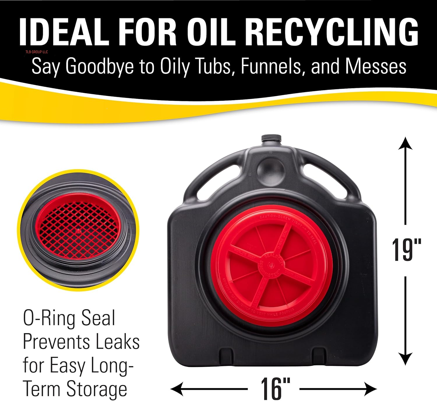 Black LX-1632 15 Quart Drainmaster Pan and Waste Storage. Ideal for Oil Recycling, Drain Direct-No Oily Tub, Funnel, Mess to Clean-Up on Top or Side