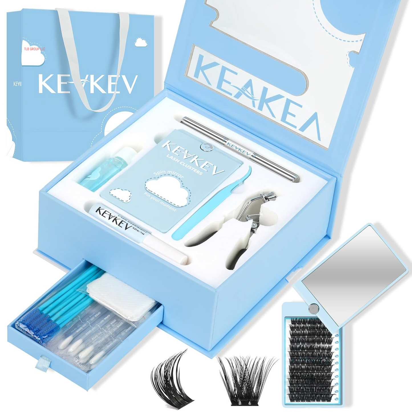 Lash Clusters Kit Lash Extension Kit D Curl Eyelash Extension Kit 280 Pcs Eyelash Clusters Kit Cluster Eyelash Extensions Individual Lashes Kit with Lash Bond and Seal Eyelash Tweezers